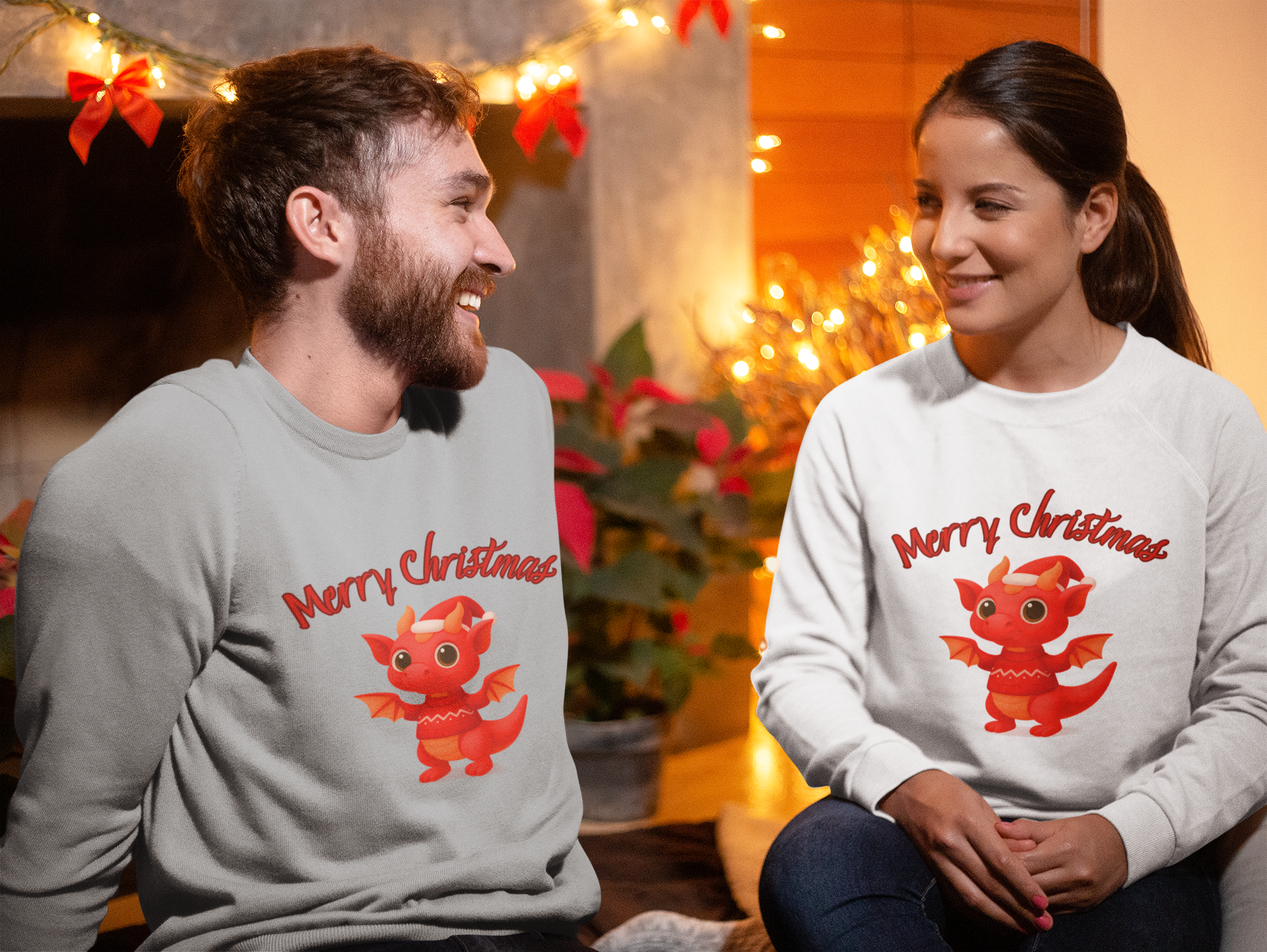 Baby Dragon Merry Christmas Sweatshirt | Holiday Dragon Crewneck product thumbnail image