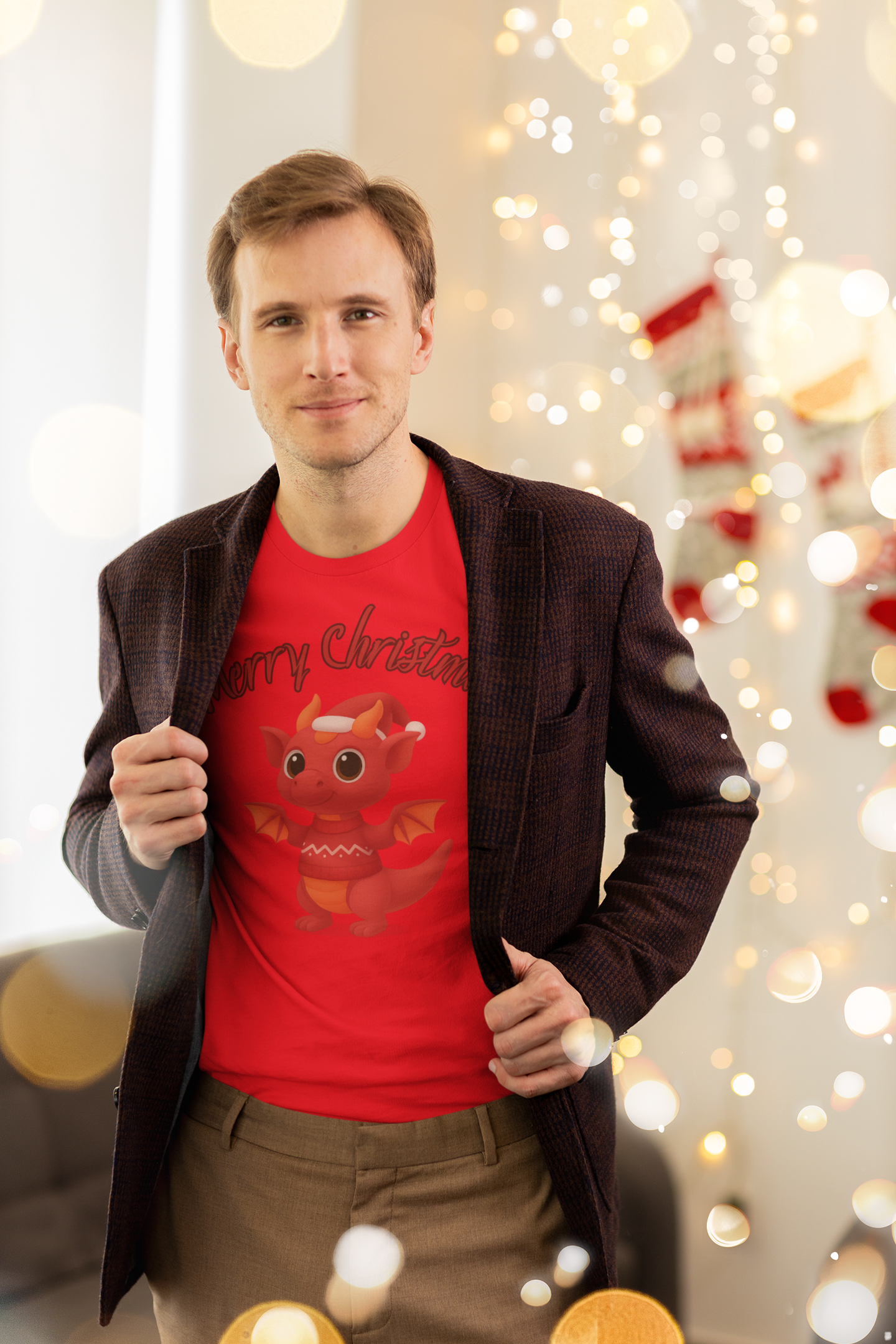 Merry Christmas Cute Red Dragon T-Shirt product thumbnail image