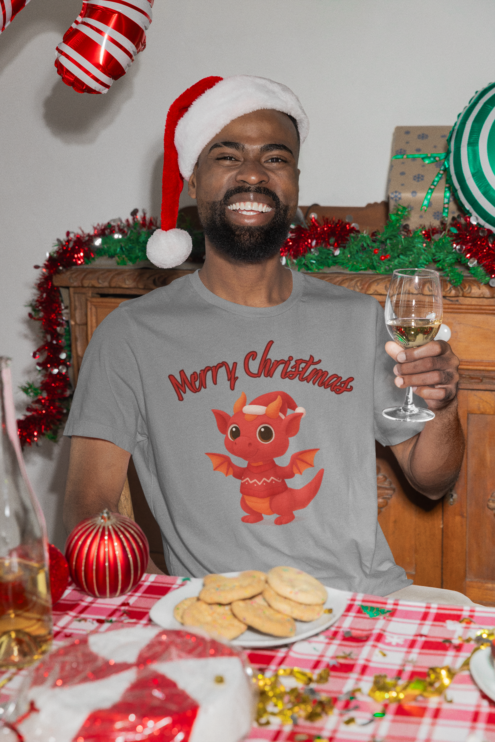Merry Christmas Cute Red Dragon T-Shirt product thumbnail image