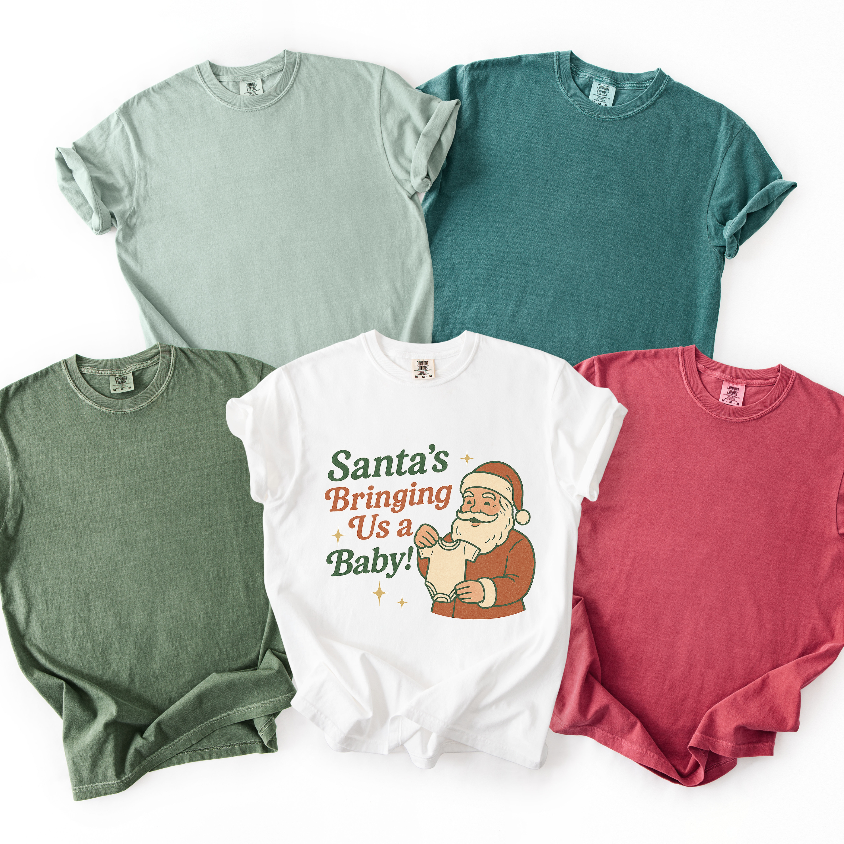 Santa’s Bringing Us a Baby T-Shirt — Pregnancy Announcement Christmas Tee product thumbnail image Santa’s Bringing Us a Baby T-Shirt — Pregnancy Announcement Christmas Tee product thumbnail image