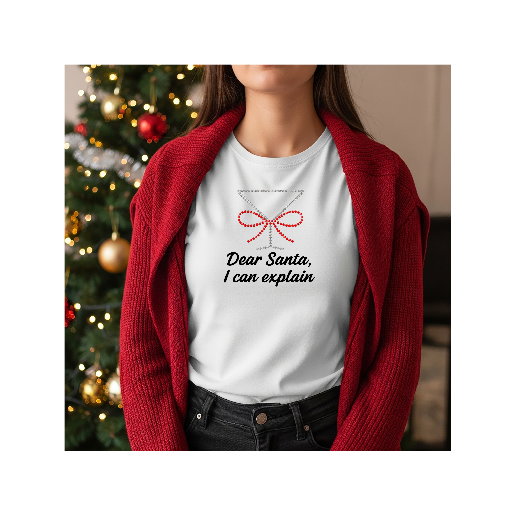 Dear Santa Tee, Red Bow Martini Xmas Shirt for Adults product thumbnail image Dear Santa Tee, Red Bow Martini Xmas Shirt for Adults product thumbnail image