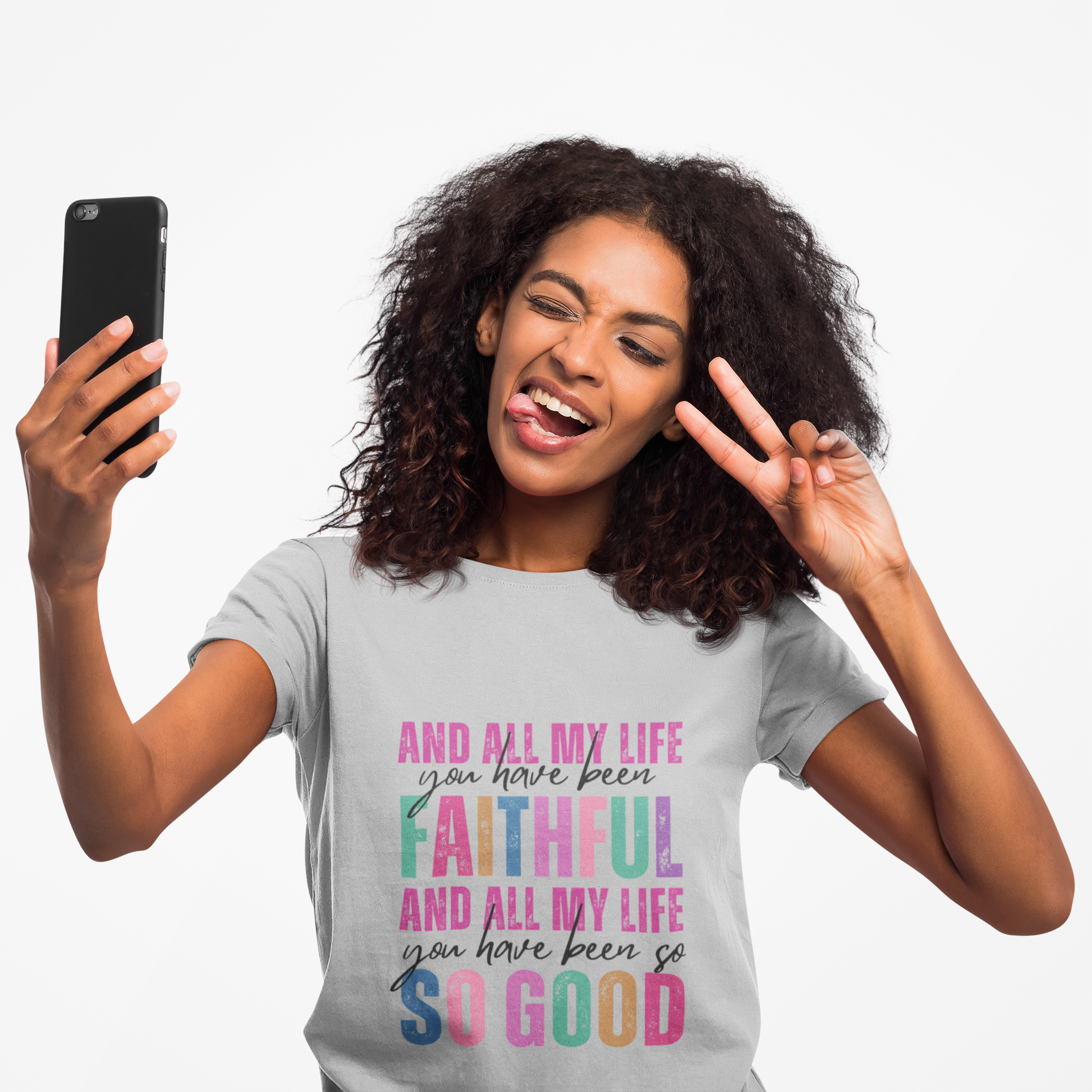 Faithful & So Good T-Shirt — Colorful Christian Scripture Tee product thumbnail image Faithful & So Good T-Shirt — Colorful Christian Scripture Tee product thumbnail image