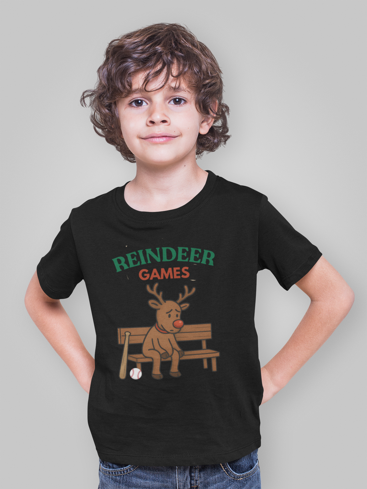 Toddler Baseball Tee - Reindeer Games Rudolph on the Bench Holiday T-Shirt product thumbnail image Toddler Baseball Tee - Reindeer Games Rudolph on the Bench Holiday T-Shirt product thumbnail image