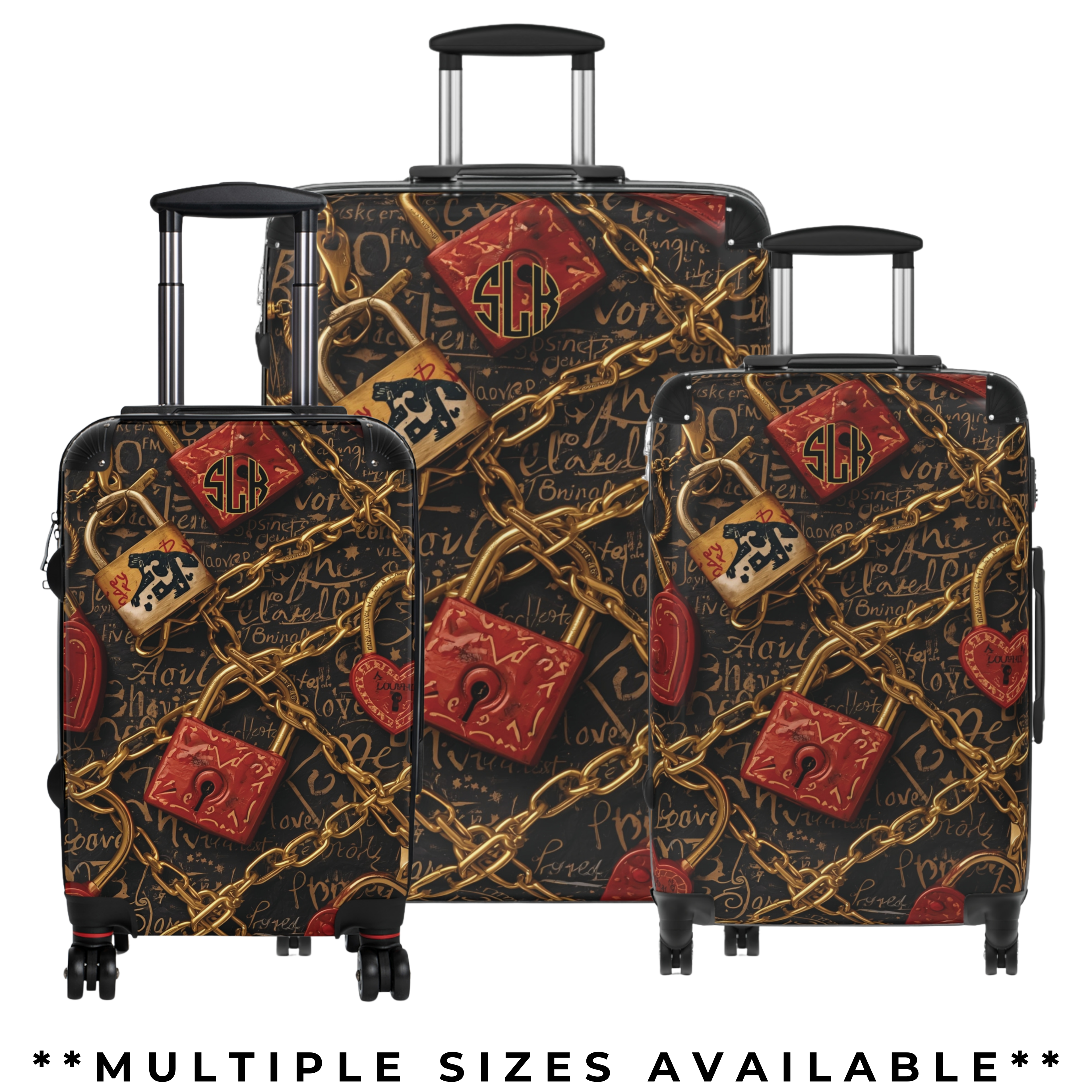 Monogram Suitcase with 360 Degree Swivel and Built-In Lock | Chain of Hearts Collection