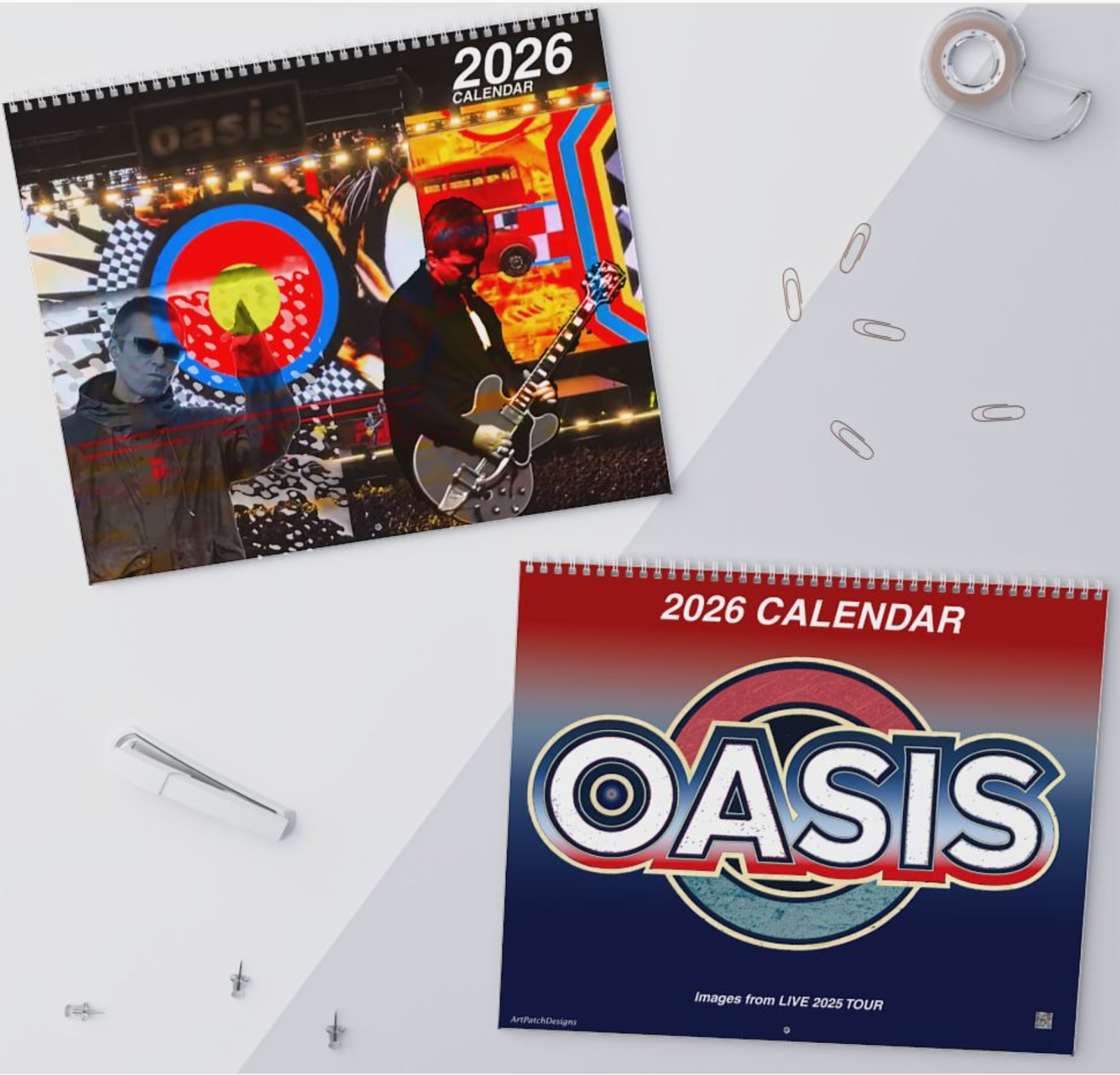 Oasis 2026 Wall Calendar — Live '25 Music Fan Art Photo, 12-Month Planner