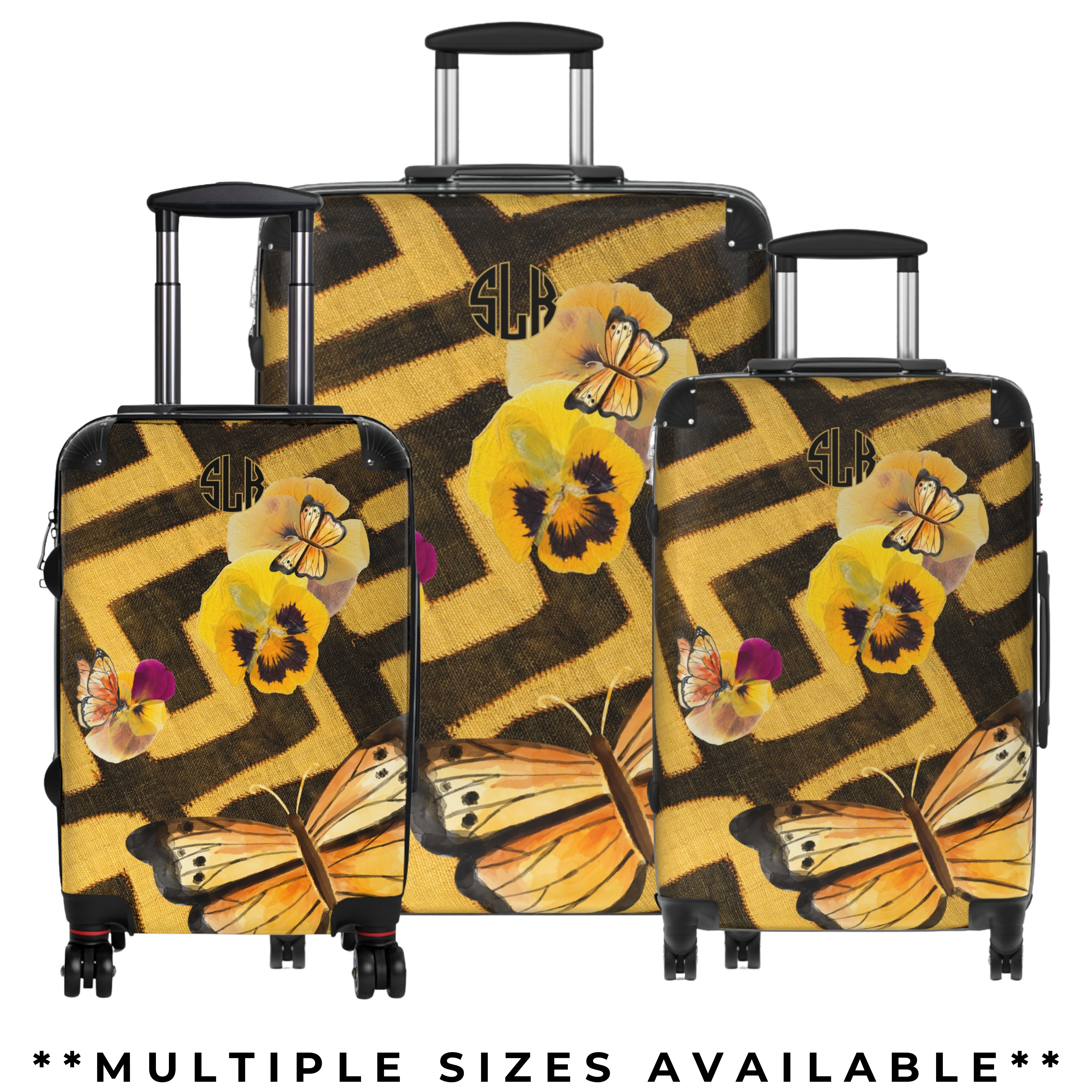 Suitcase with 360 Degree Swivel and Built-In Lock | Butterfly Mudcloth Collection