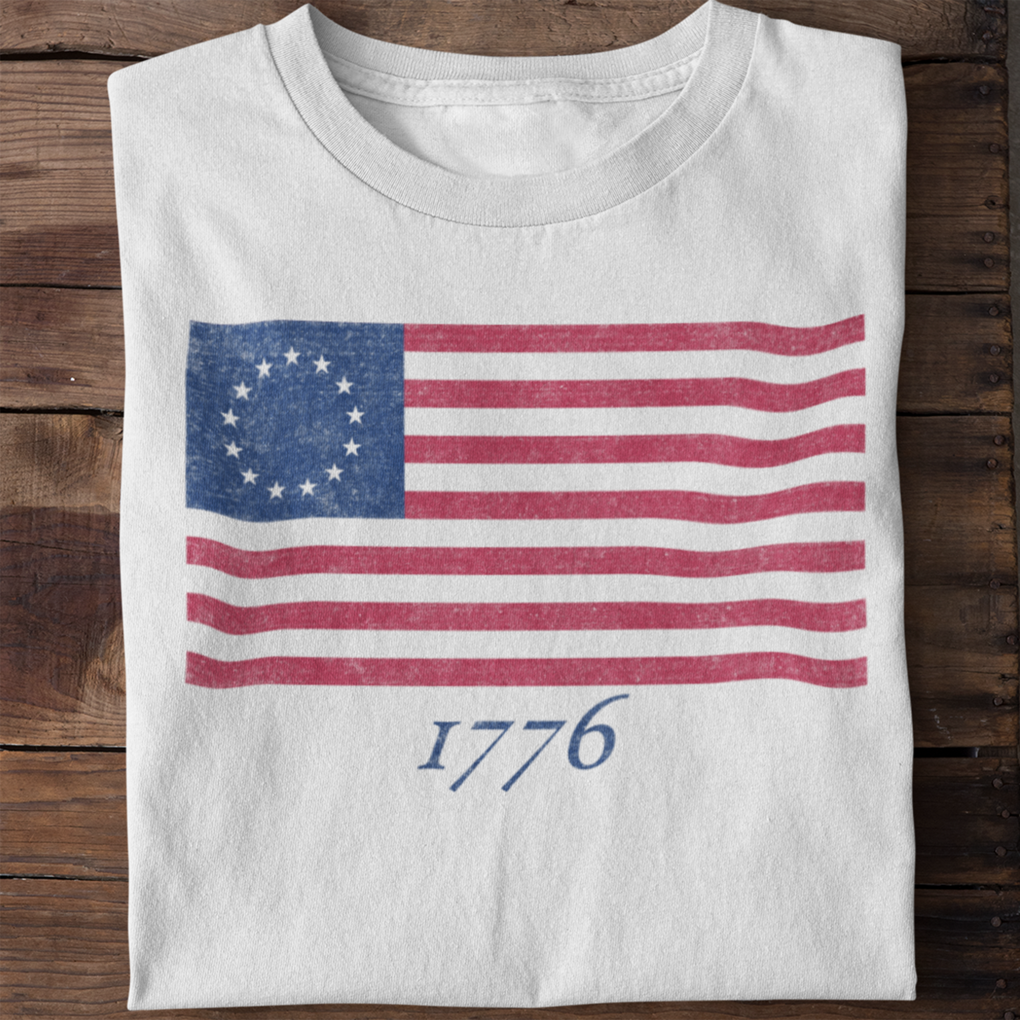 Betsy Ross Flag 1776 T-Shirt | Distressed America 250 Patriotic Tee