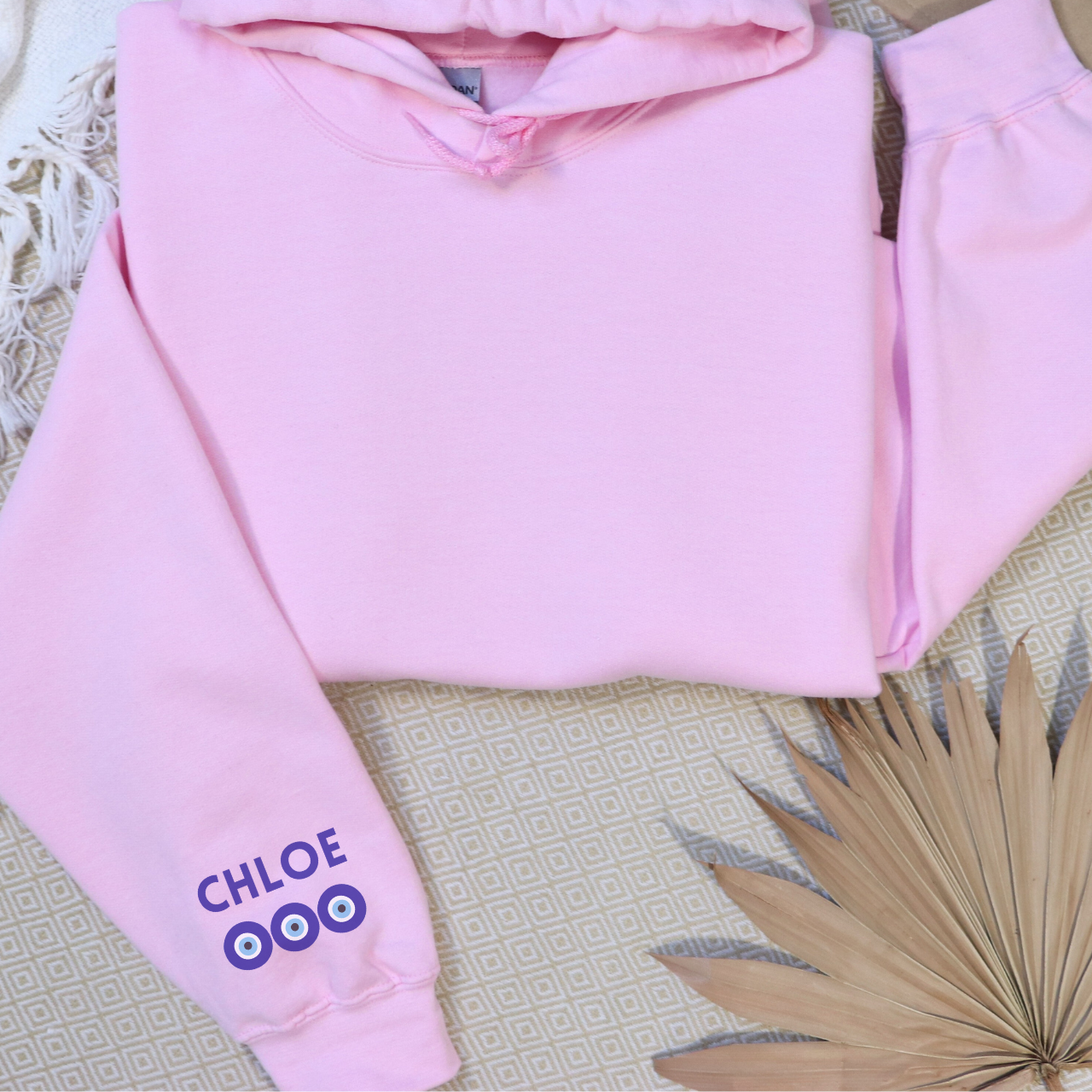 Personalized Cherry Evil Eye Hoodie I Custom Name Sleeve Sweatshirt, Beachy Protection Graphic Sweatshirt, Unisex Coastal Hoodie product thumbnail image Personalized Cherry Evil Eye Hoodie I Custom Name Sleeve Sweatshirt, Beachy Protection Graphic Sweatshirt, Unisex Coastal Hoodie product thumbnail image