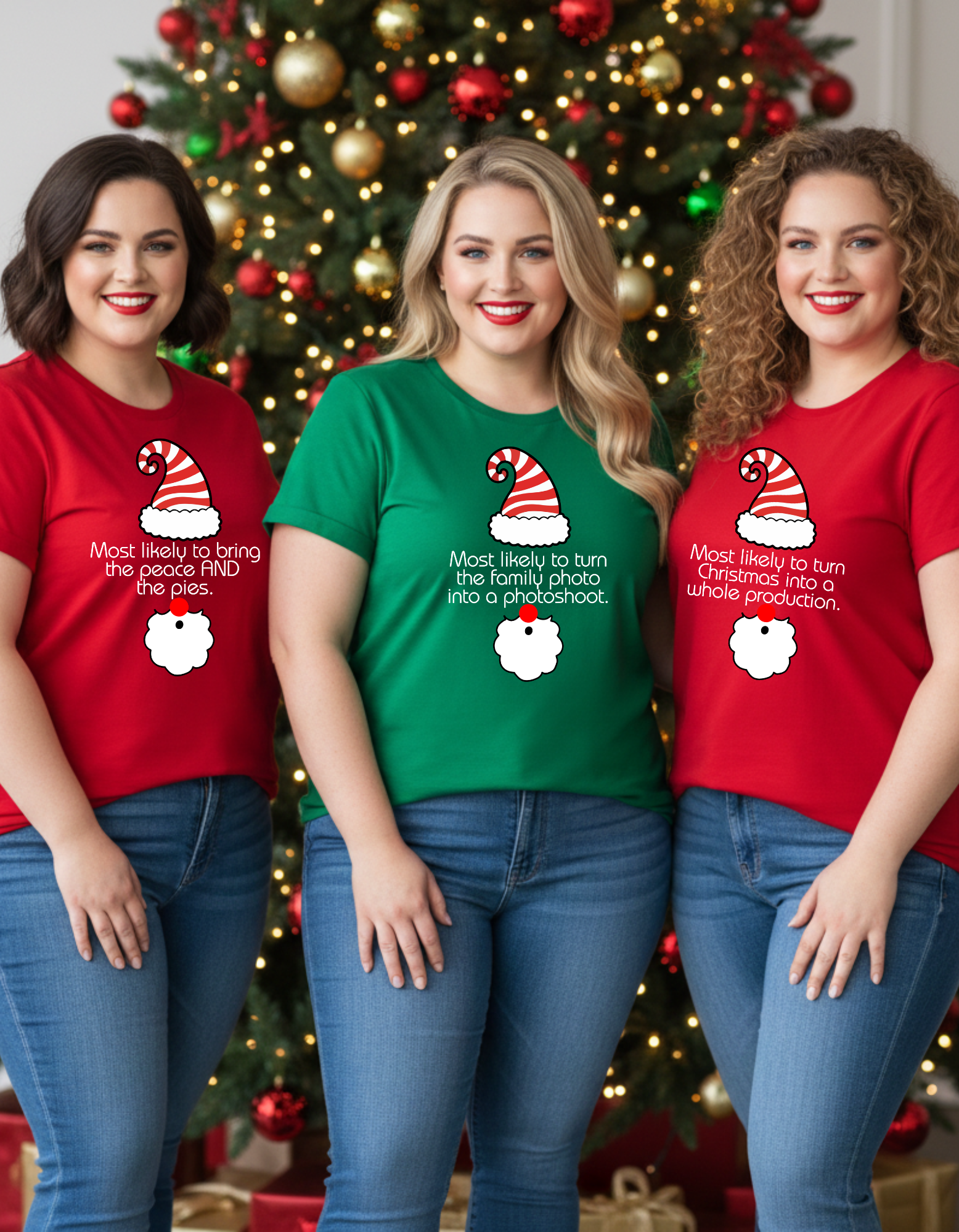 Matching Family Elf T-Shirt — "Most Likely to BRING THE PIECE AND THE PIES" Holiday Tee product thumbnail image