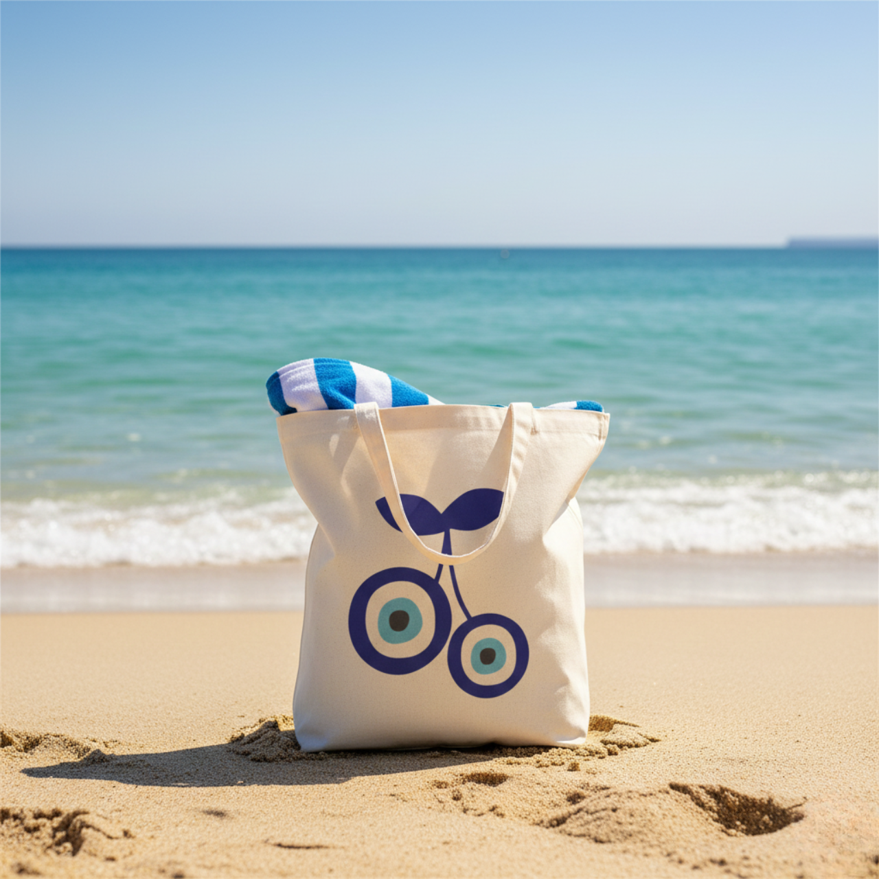 Cherry Evil Eye Tote Bag | Greek Nazar Cherry Canvas Bag | Blue Evil Eye Shopper | Beach Tote | Reusable Grocery Bag | Cute Protection Gift product thumbnail image Cherry Evil Eye Tote Bag | Greek Nazar Cherry Canvas Bag | Blue Evil Eye Shopper | Beach Tote | Reusable Grocery Bag | Cute Protection Gift product thumbnail image