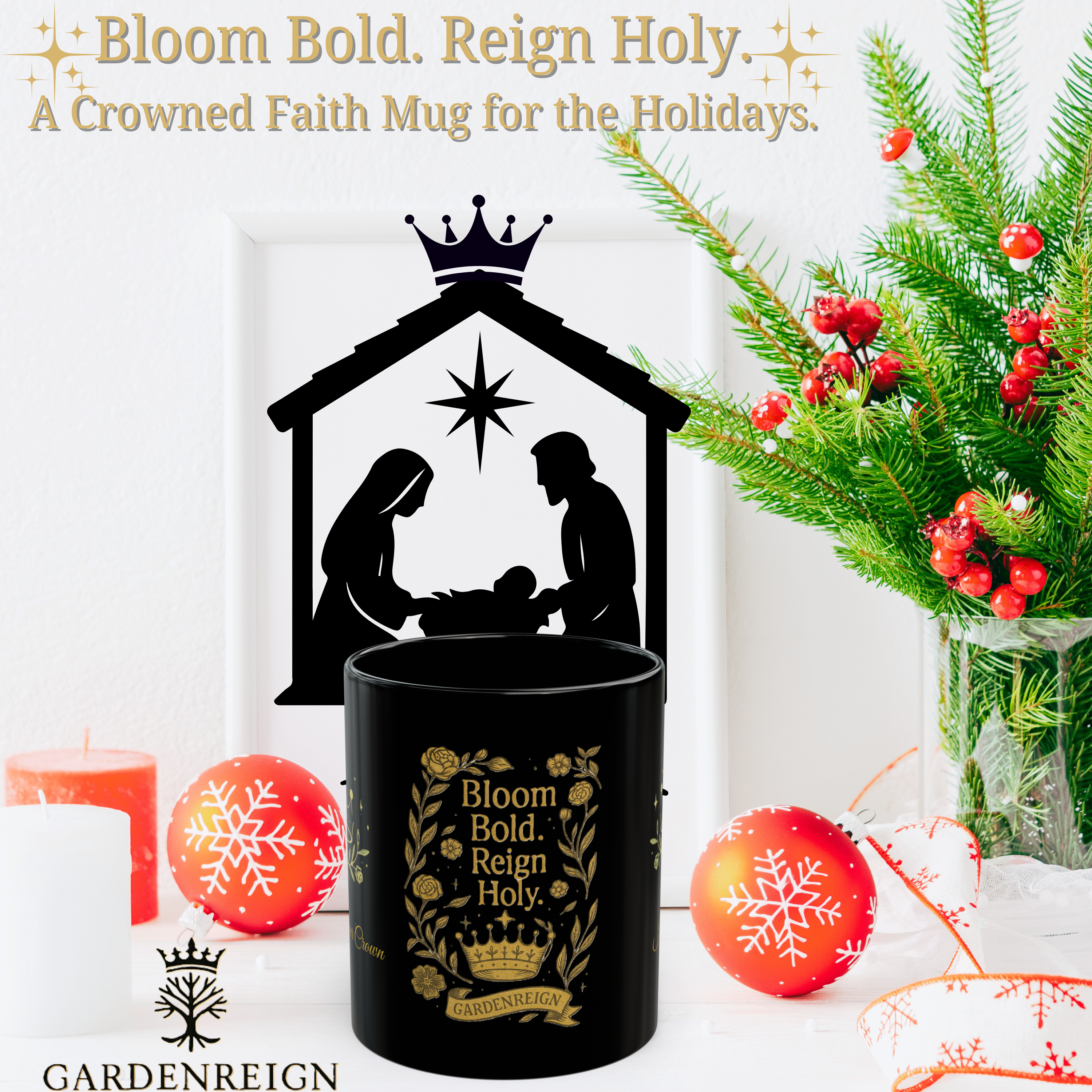 GardenReign “Bloom Bold Reign Holy” Inspirational Mug with Isaiah 61:3 and “Carry Your Crown” GardenReign “Bloom Bold Reign Holy” Inspirational Mug with Isaiah 61:3 and “Carry Your Crown”
