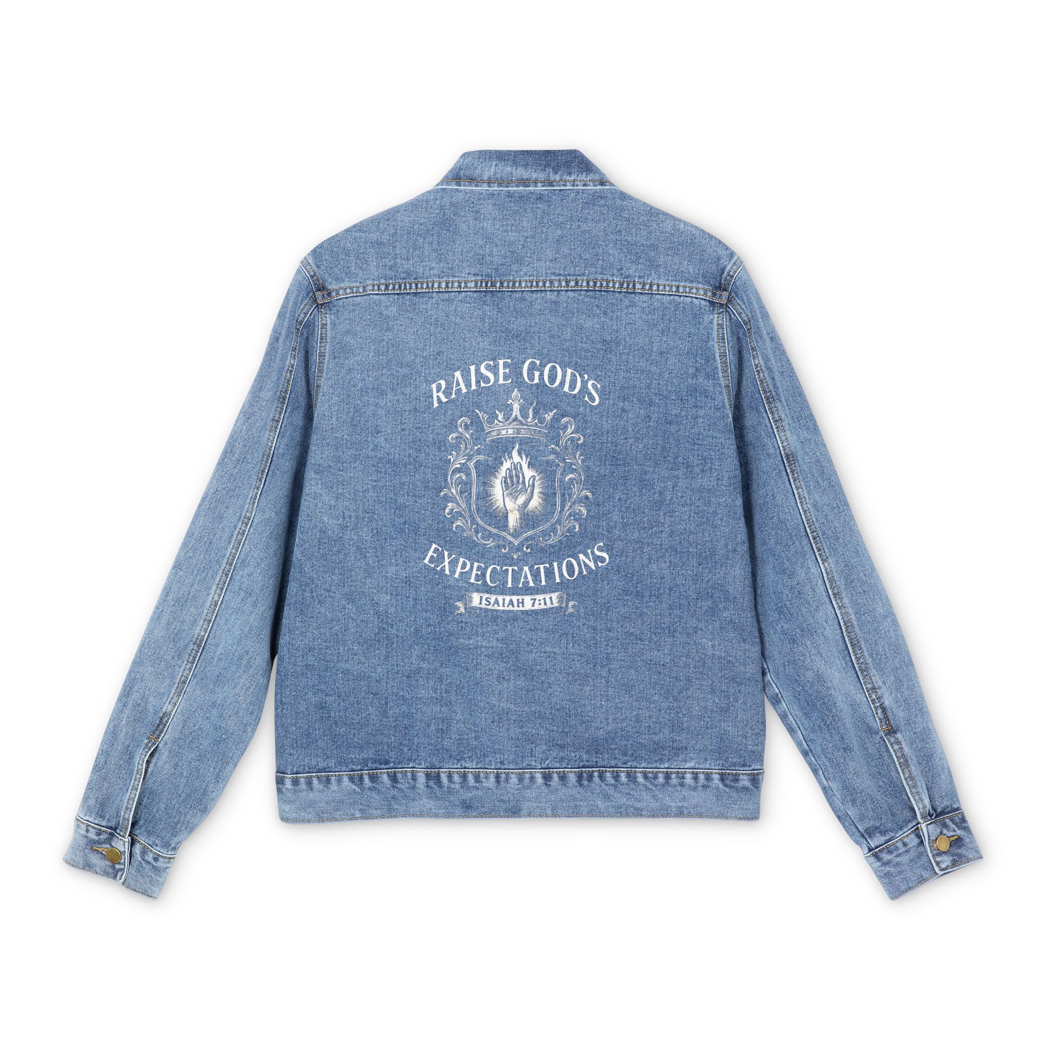 Men's - Raise God's Expectations Isaiah 6:8 Denim Jacket