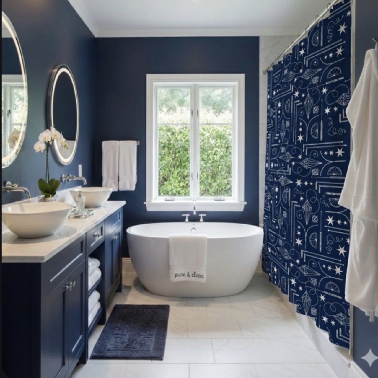 Dark Navy Blue Dowsing Tool Shower Curtain product thumbnail image