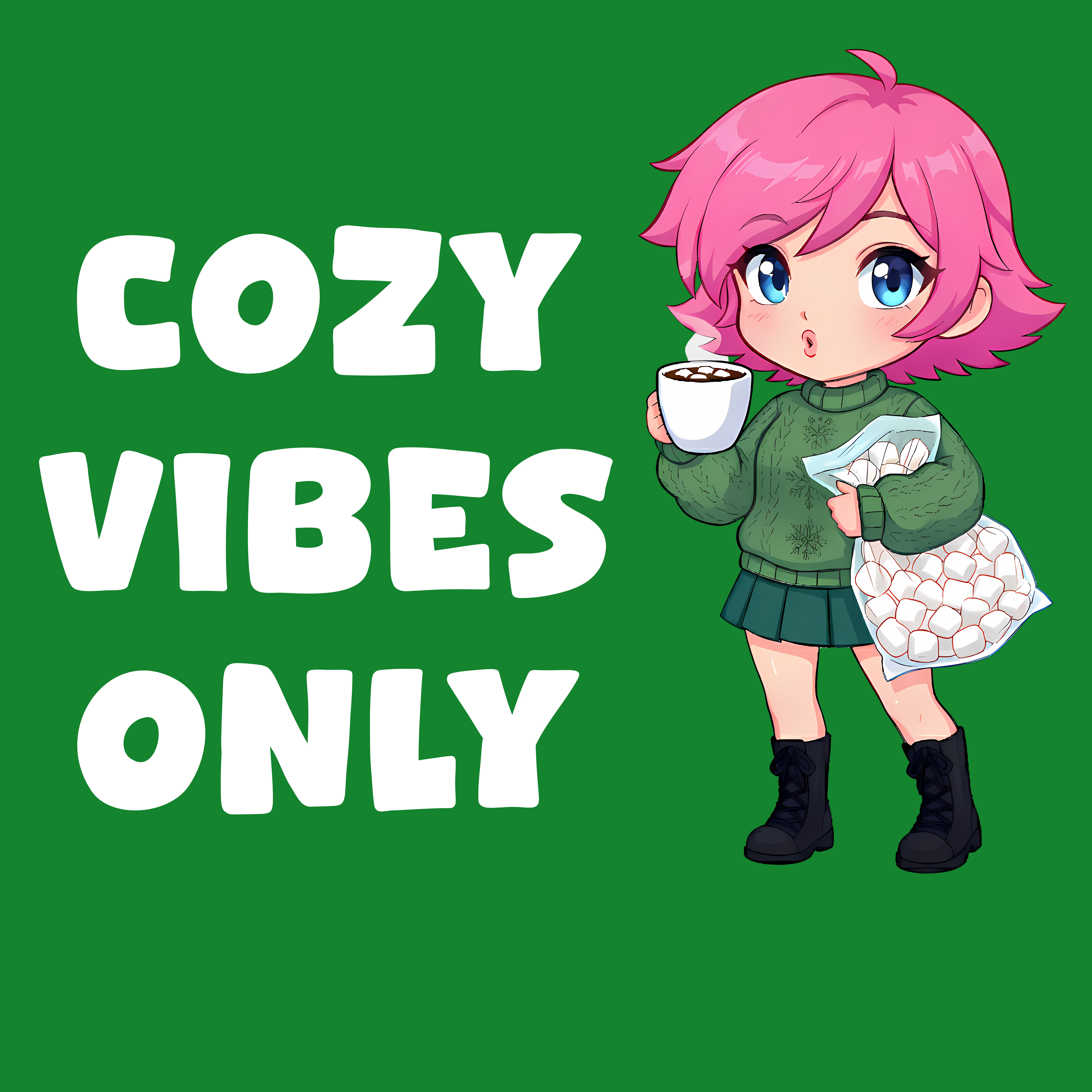 Cozy Vibes Only Chibi Julia Girl T-Shirt — Anime Chibi Graphic Tee Cozy Vibes Only Chibi Julia Girl T-Shirt — Anime Chibi Graphic Tee