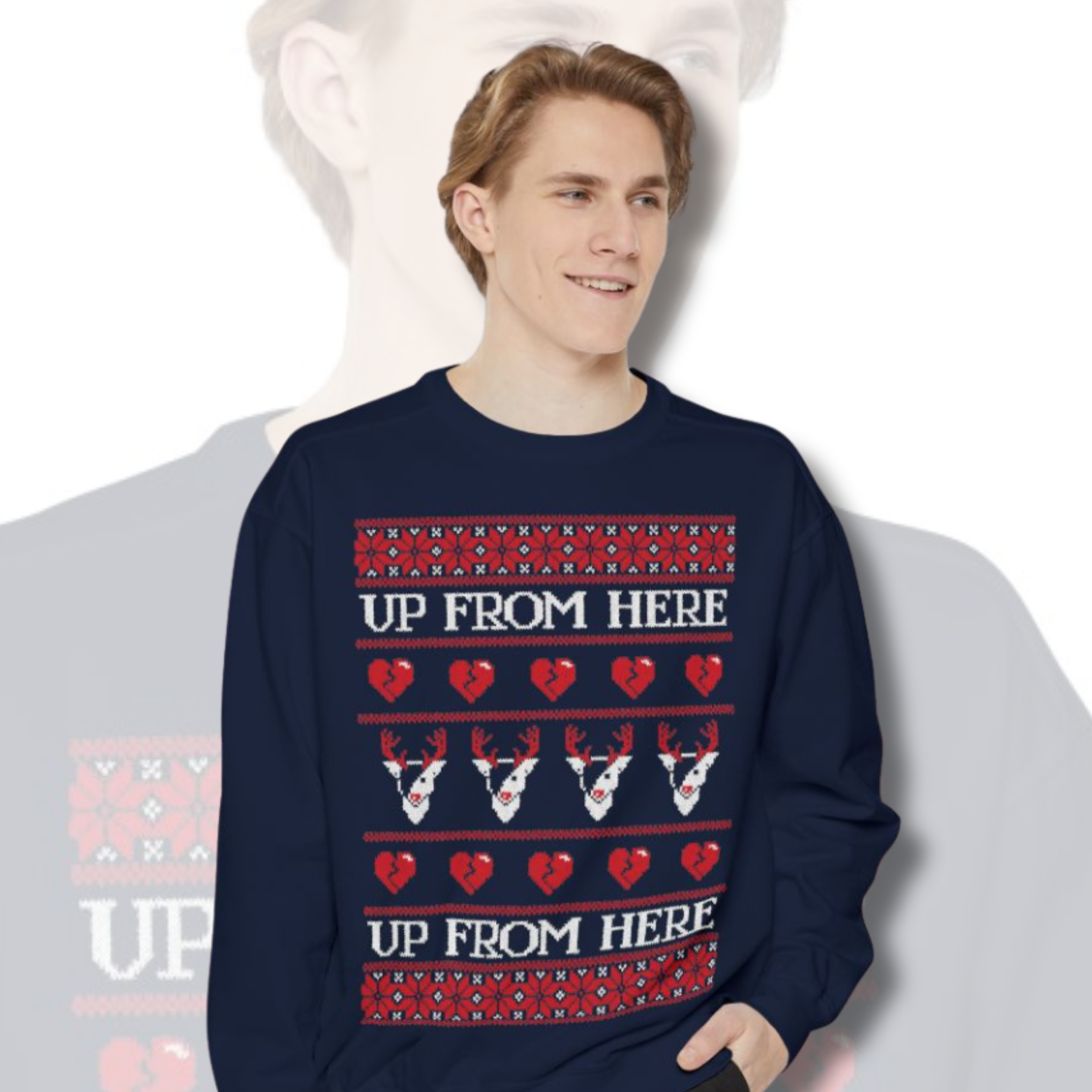 Up From Here "Emo Rudolph" Ugly Christmas Sweater product thumbnail image Up From Here "Emo Rudolph" Ugly Christmas Sweater product thumbnail image