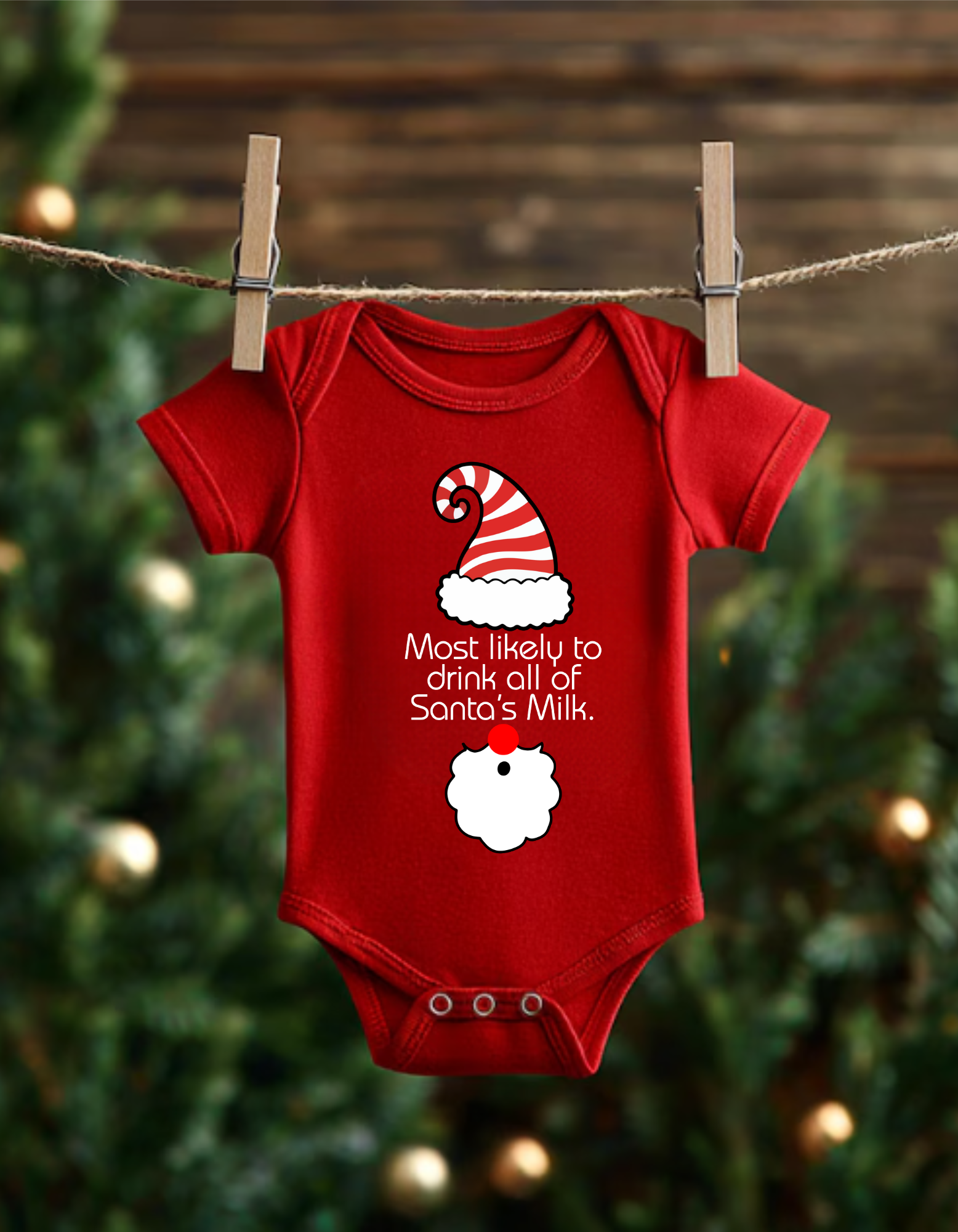 Matching Family Elf Infant Bodysuit - "Most Likely to DRINK ALL OF SANTA'S MILK" Holiday Baby Onesie product thumbnail image