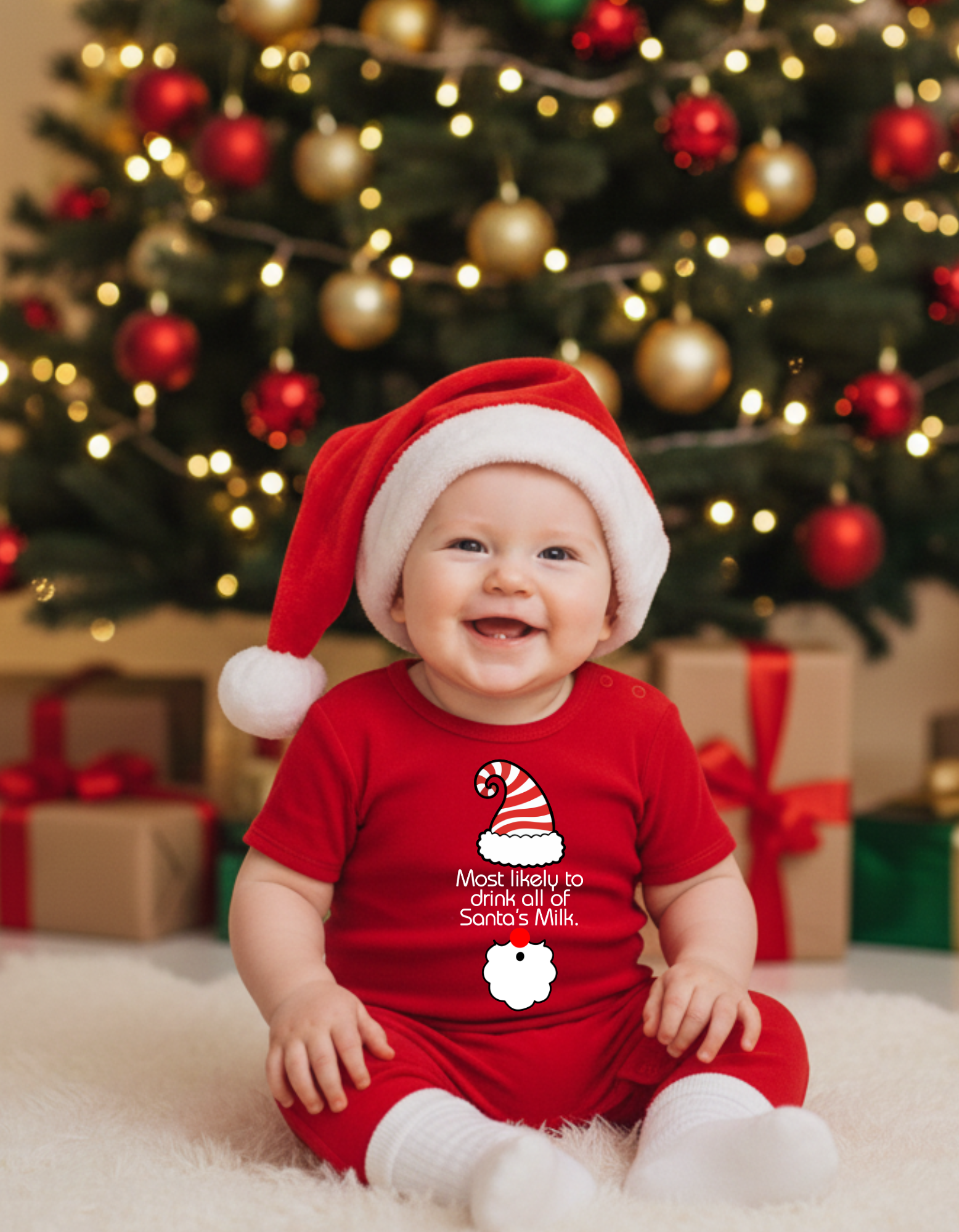 Matching Family Elf Infant Bodysuit - "Most Likely to DRINK ALL OF SANTA'S MILK" Holiday Baby Onesie product thumbnail image Matching Family Elf Infant Bodysuit - "Most Likely to DRINK ALL OF SANTA'S MILK" Holiday Baby Onesie product thumbnail image