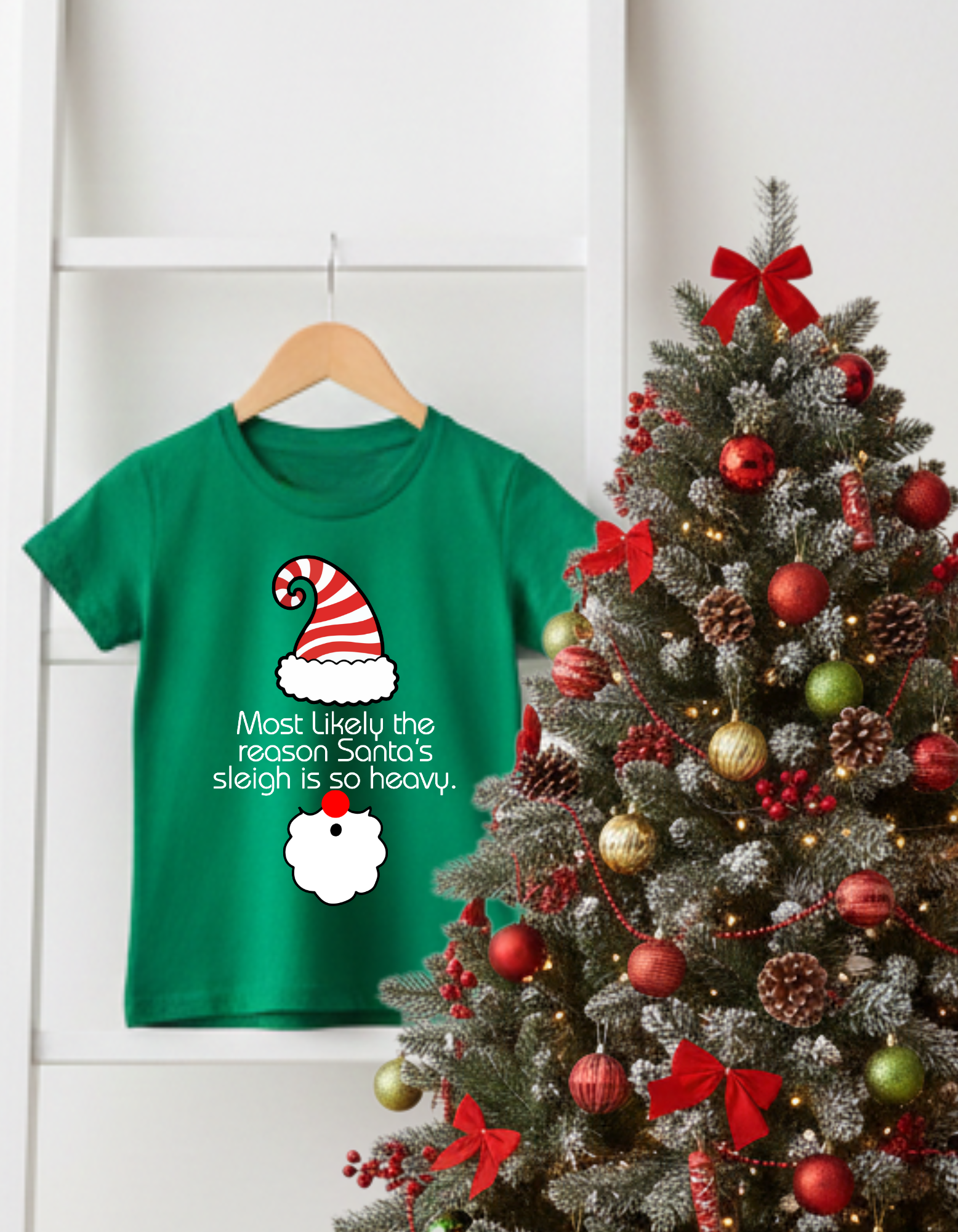 Matching Family Elf KIDS Tee- "Most Likely THE REASON SANTA'S SLEIGH IS SO HEAVY" Holiday Tee
