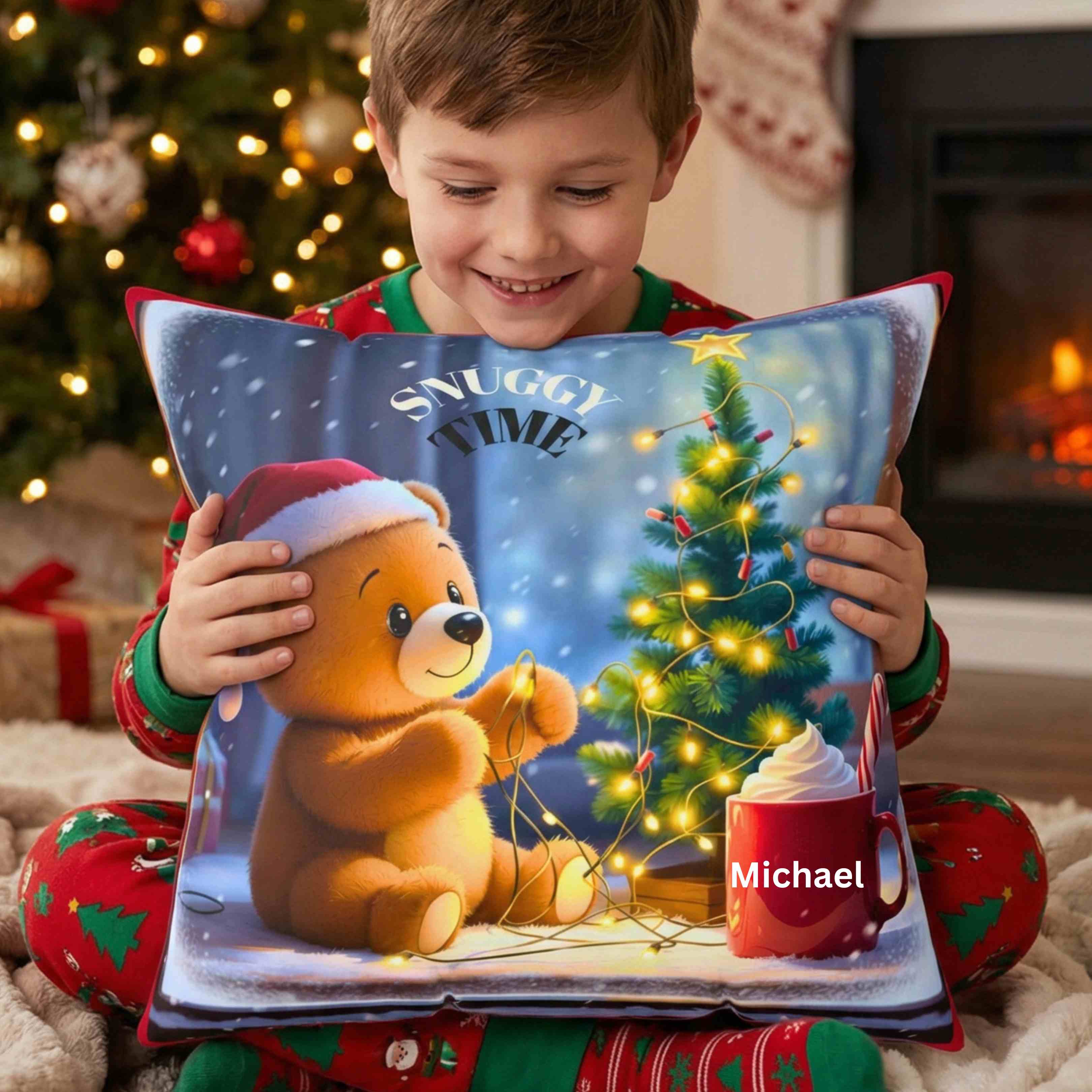 Cozy Christmas Bear Pillow, Holiday Decor, Cute Bear Cushion, Festive Home Accents, Seasonal Gift for Kids product thumbnail image