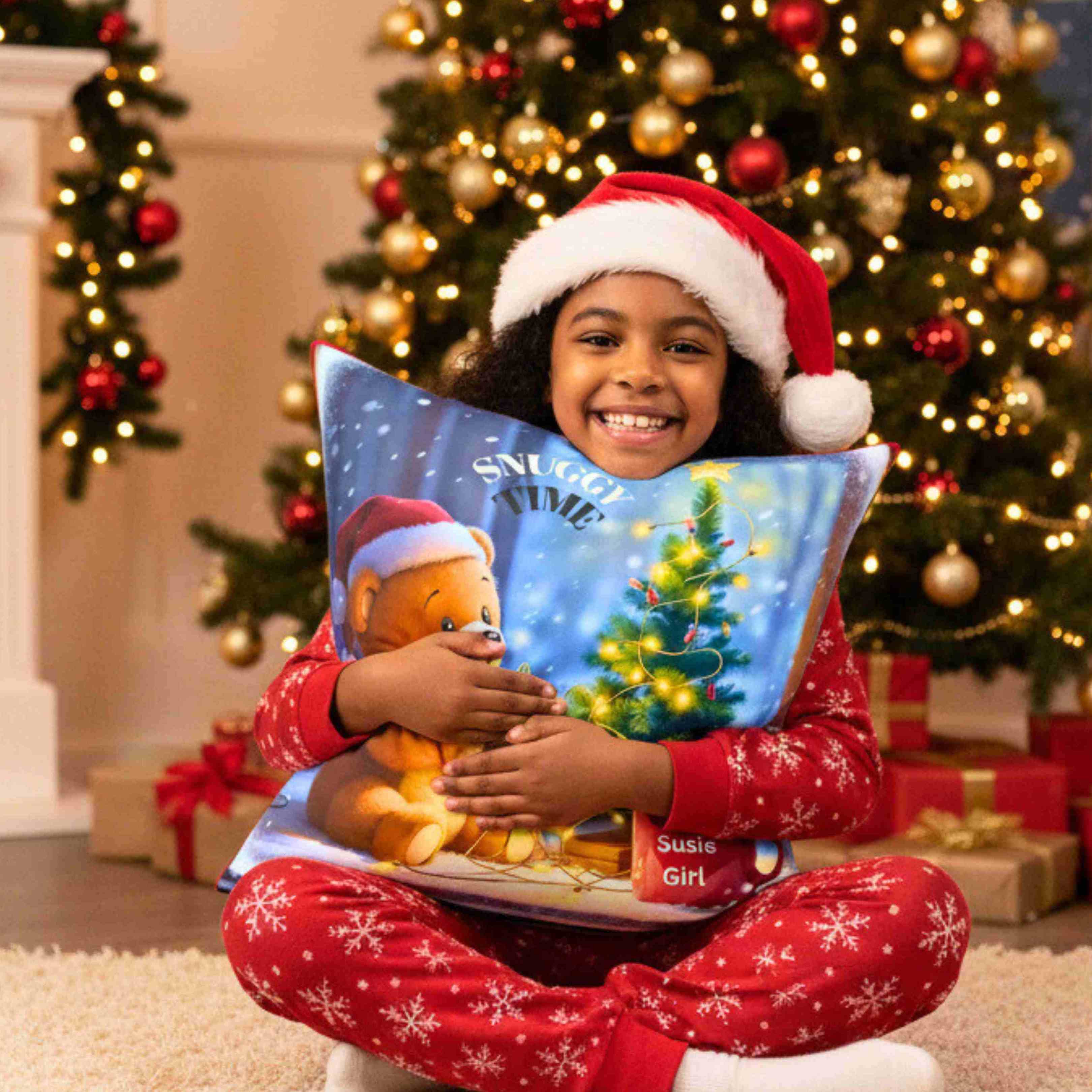 Cozy Christmas Bear Pillow, Holiday Decor, Cute Bear Cushion, Festive Home Accents, Seasonal Gift for Kids product thumbnail image