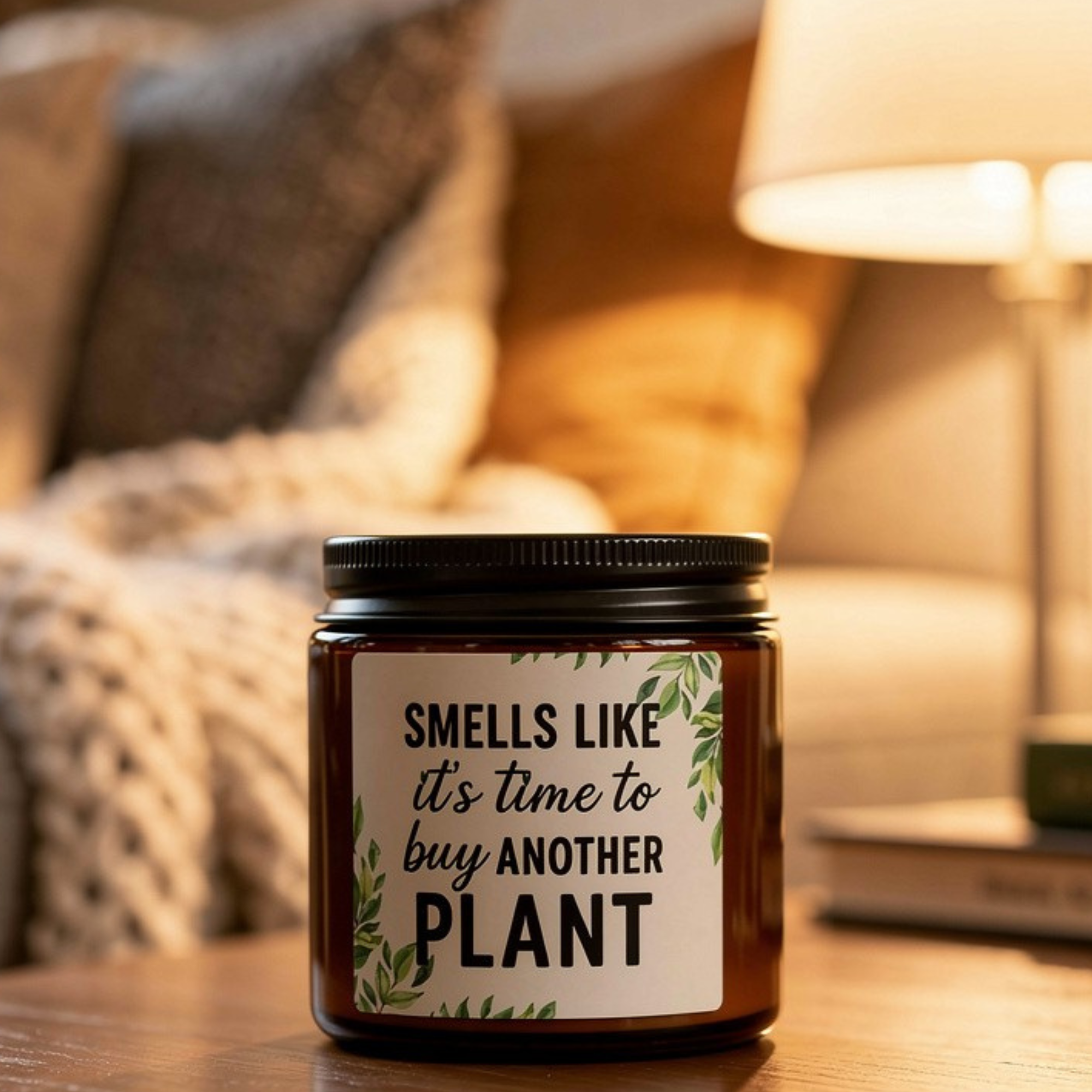 Soy Candle | Smells Like it's Time to Buy Another Plant | 4 Different Scents in Amber Jar product thumbnail image Soy Candle | Smells Like it's Time to Buy Another Plant | 4 Different Scents in Amber Jar product thumbnail image