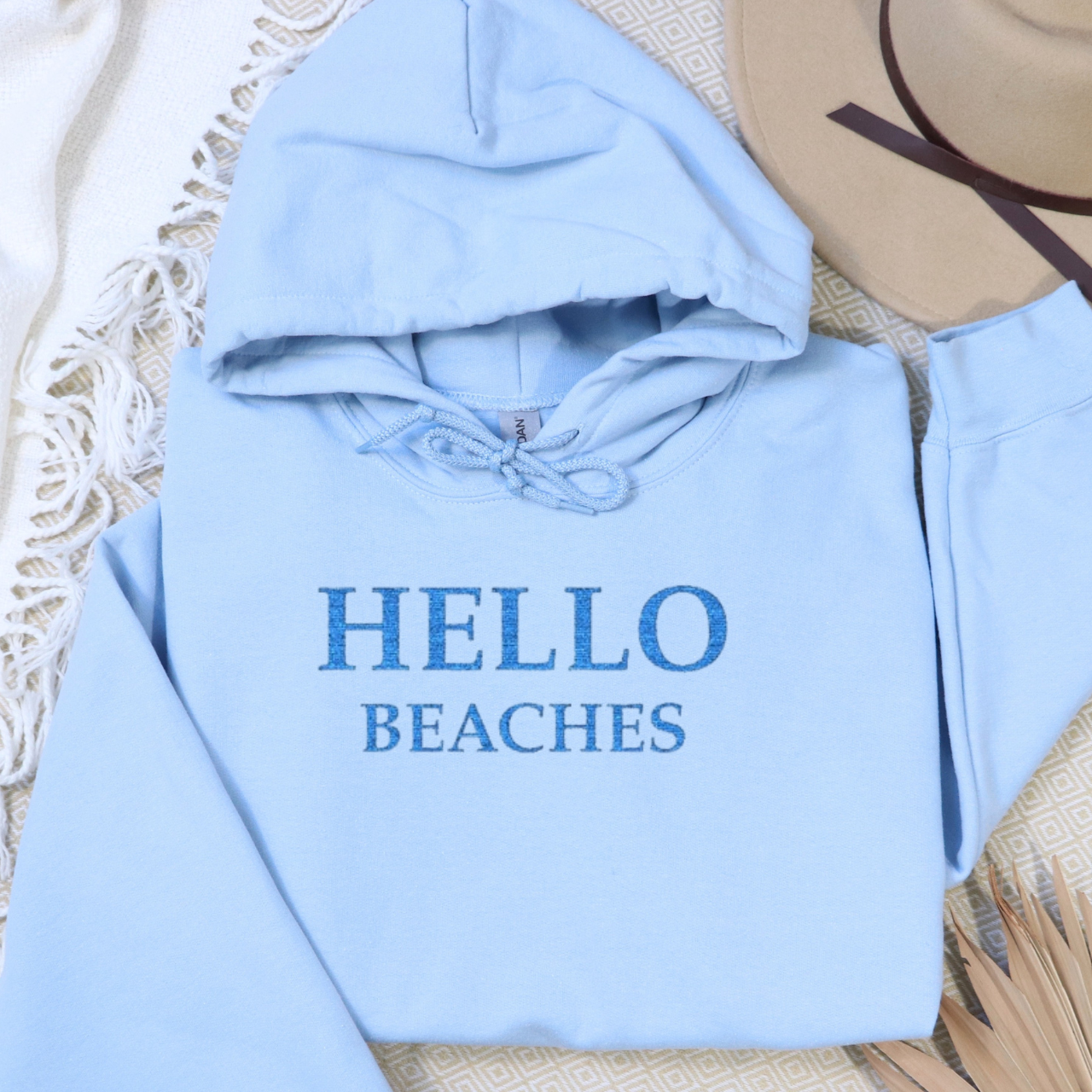 Hello Beaches Embroidered Sweatshirt | Beach Lover Crewneck | Coastal Aesthetic Sweatshirt | Beach Vibes Pullover | Summer Vacation Hoodie product thumbnail image Hello Beaches Embroidered Sweatshirt | Beach Lover Crewneck | Coastal Aesthetic Sweatshirt | Beach Vibes Pullover | Summer Vacation Hoodie product thumbnail image