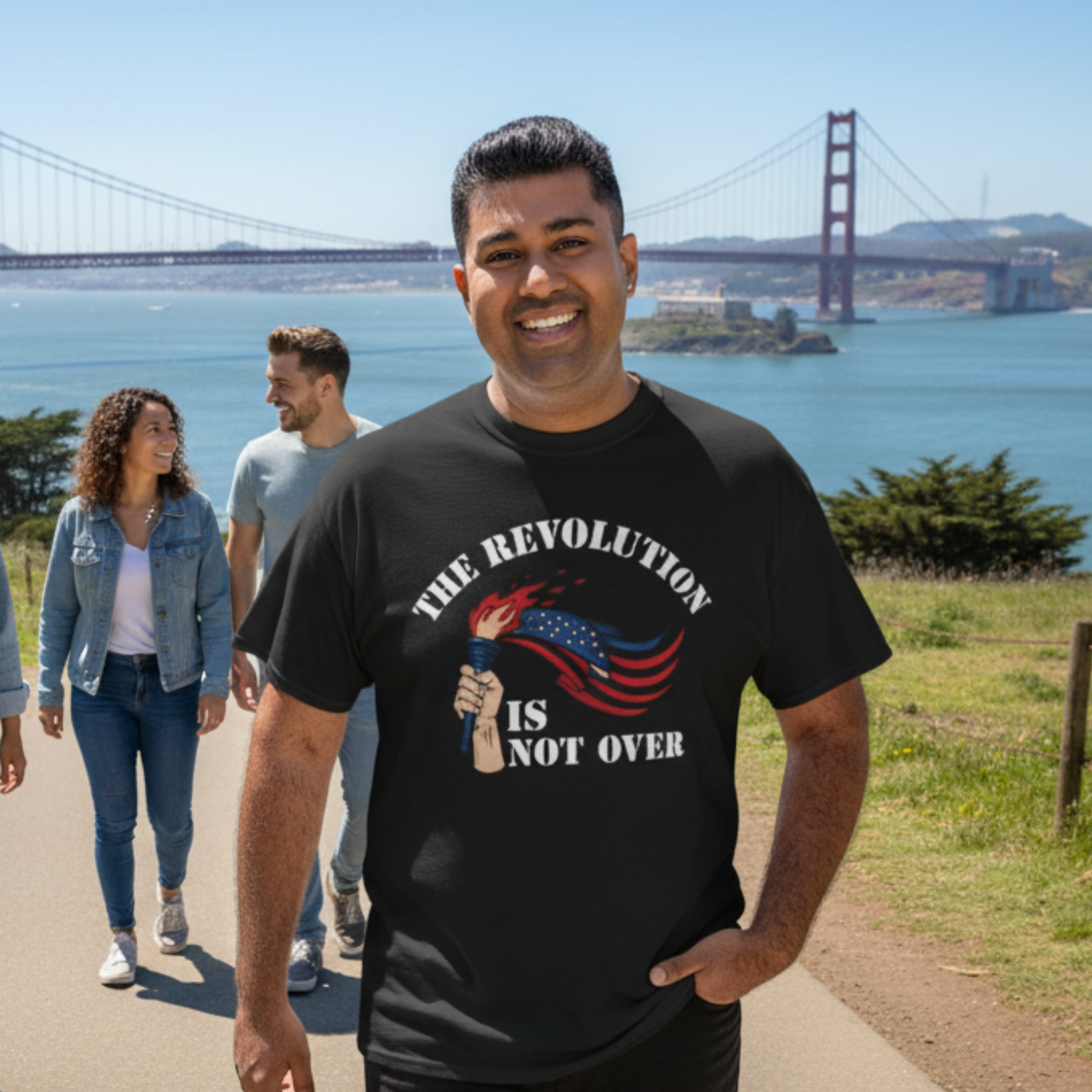 The Revolution Is Not Over Yet Tee — Torch & Flag Protest Shirt product thumbnail image The Revolution Is Not Over Yet Tee — Torch & Flag Protest Shirt product thumbnail image