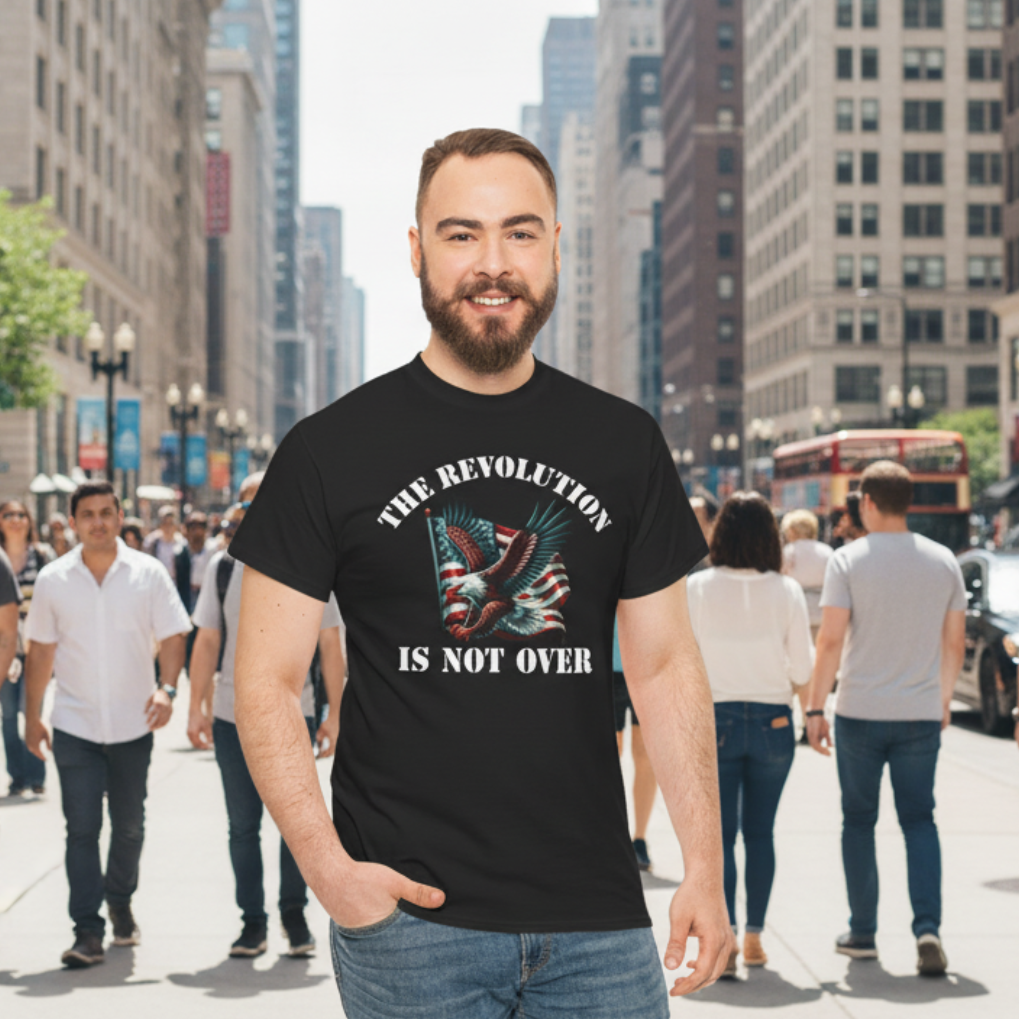 The Revolution Is Not Over Tee — Eagle &amp; Flag Protest Statement Shirt