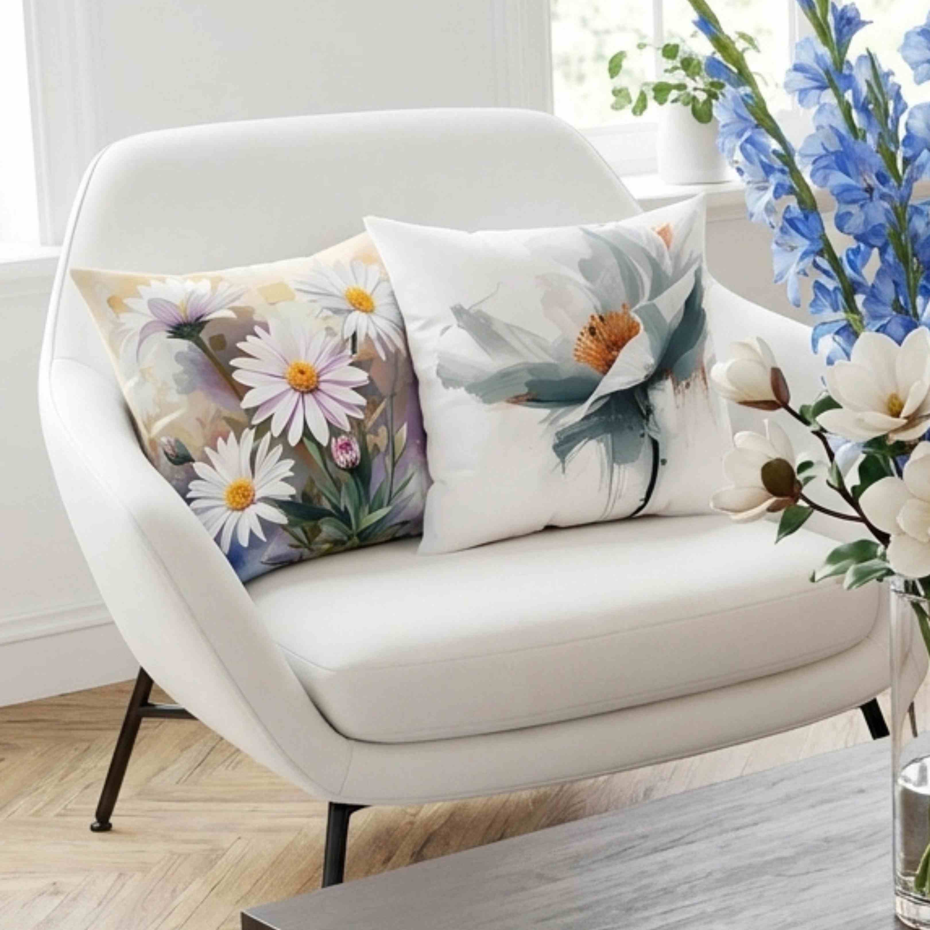 Abstract Floral Decorative Throw Pillow | Modern Home Decor, Couch Cushion, Gift for Her, Spring Accent, Flower Pillow product thumbnail image