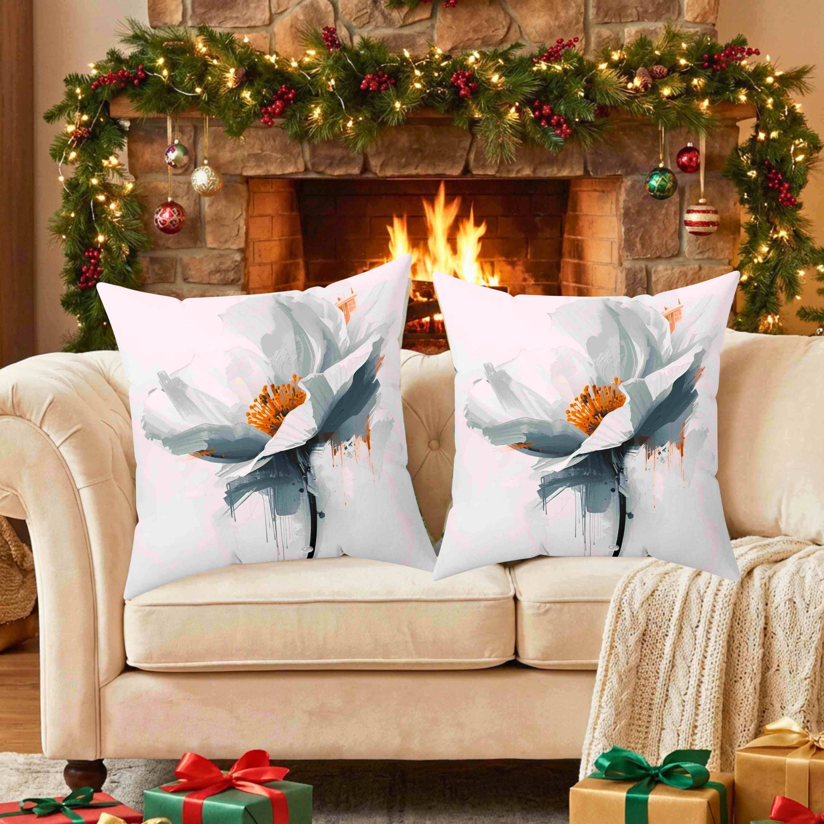 Abstract Floral Decorative Throw Pillow | Modern Home Decor, Couch Cushion, Gift for Her, Spring Accent, Flower Pillow product thumbnail image