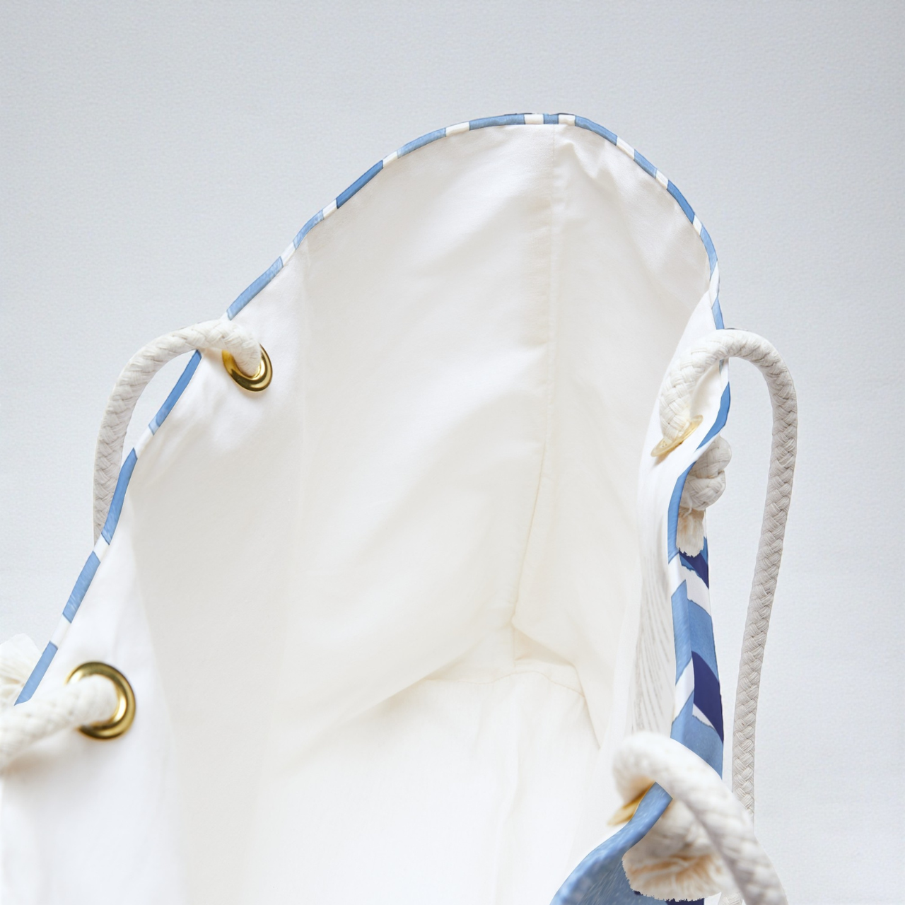 Hello Beaches Tote Bag I Blue & White Striped Beach Bag with Rope Handles, Coastal Weekender Tote, Summer Vacation Carry On, Pool Boat Bag product thumbnail image Hello Beaches Tote Bag I Blue & White Striped Beach Bag with Rope Handles, Coastal Weekender Tote, Summer Vacation Carry On, Pool Boat Bag product thumbnail image