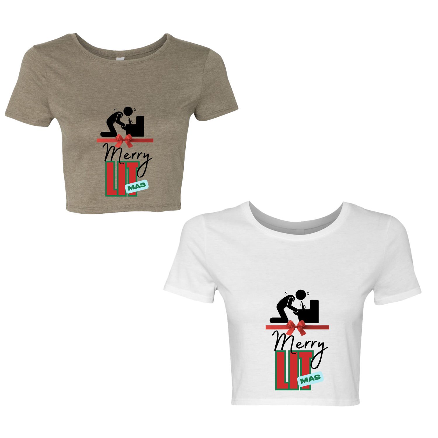 Merry LITmas Crop Tee — Women’s Christmas Novelty T-Shirt product thumbnail image