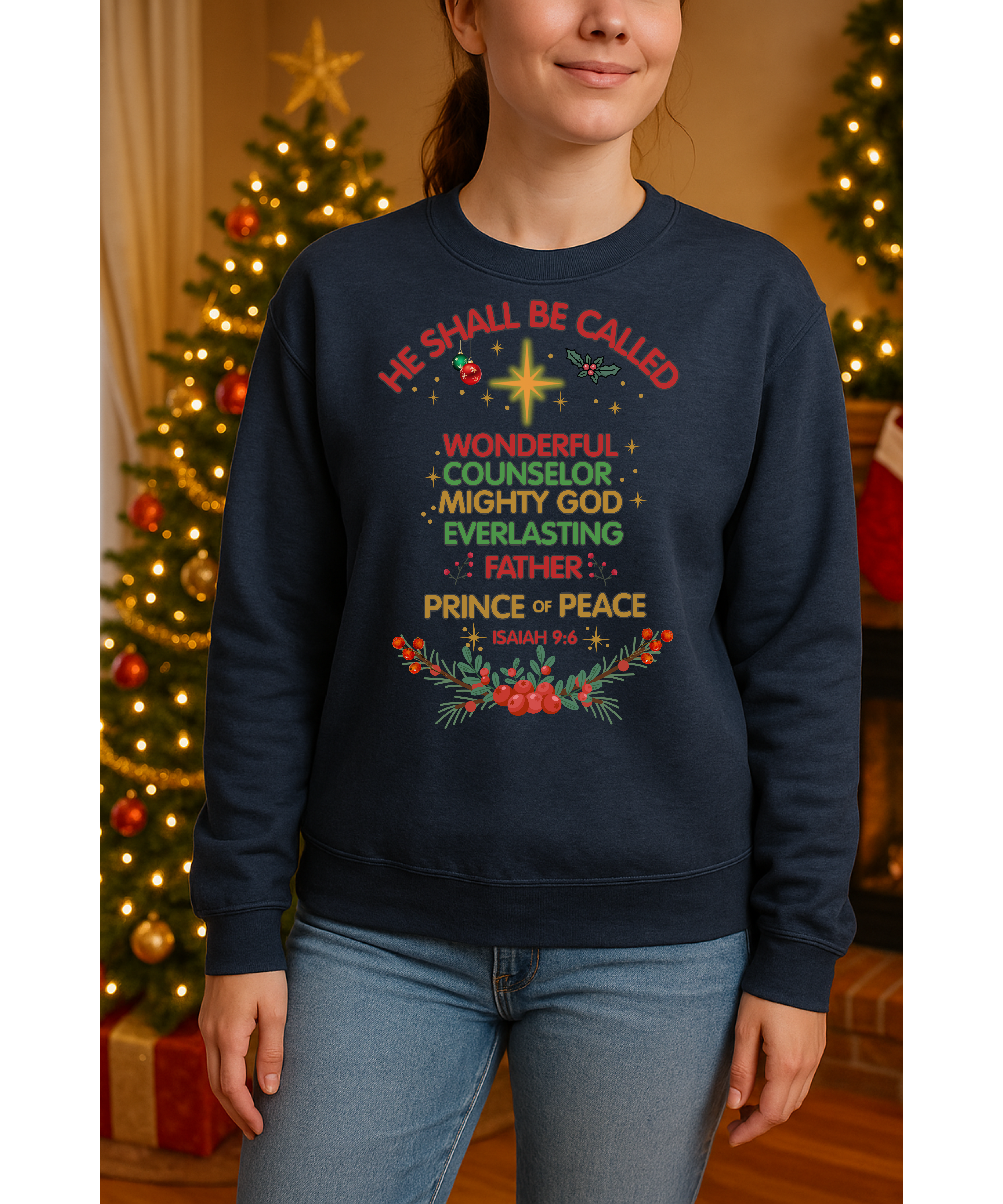 He Shall Be Called – Isaiah 9:6 Christmas Sweatshirt product thumbnail image He Shall Be Called – Isaiah 9:6 Christmas Sweatshirt product thumbnail image