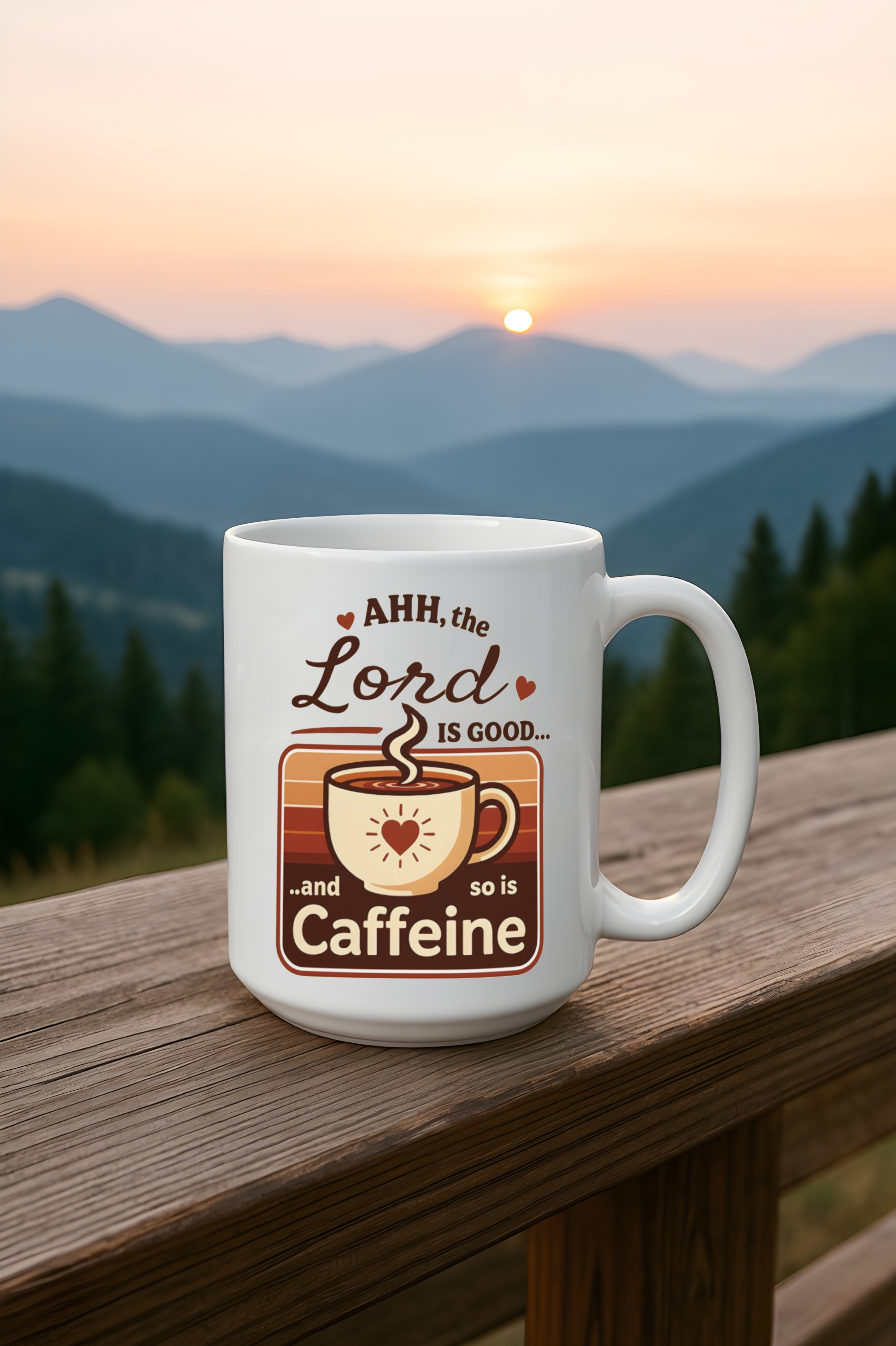 Ahh the Lord Is Good and So Is Caffeine Christian Mug – Funny Faith Coffee Cup, Psalm 34:8 Mug, Christian Gift for Coffee Lovers, 11oz and 15oz Options product thumbnail image