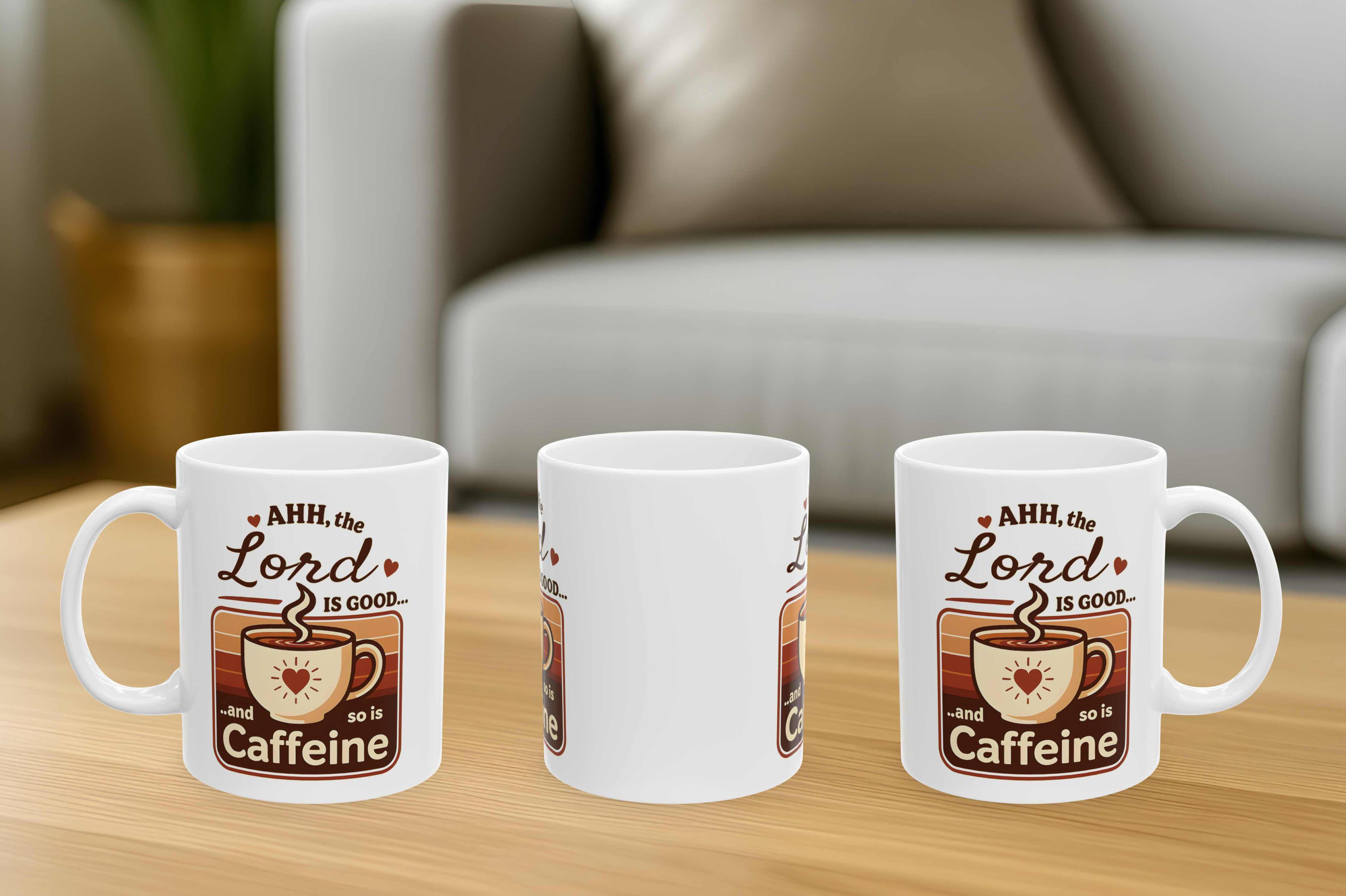 Ahh the Lord Is Good and So Is Caffeine Christian Mug – Funny Faith Coffee Cup, Psalm 34:8 Mug, Christian Gift for Coffee Lovers, 11oz and 15oz Options product thumbnail image