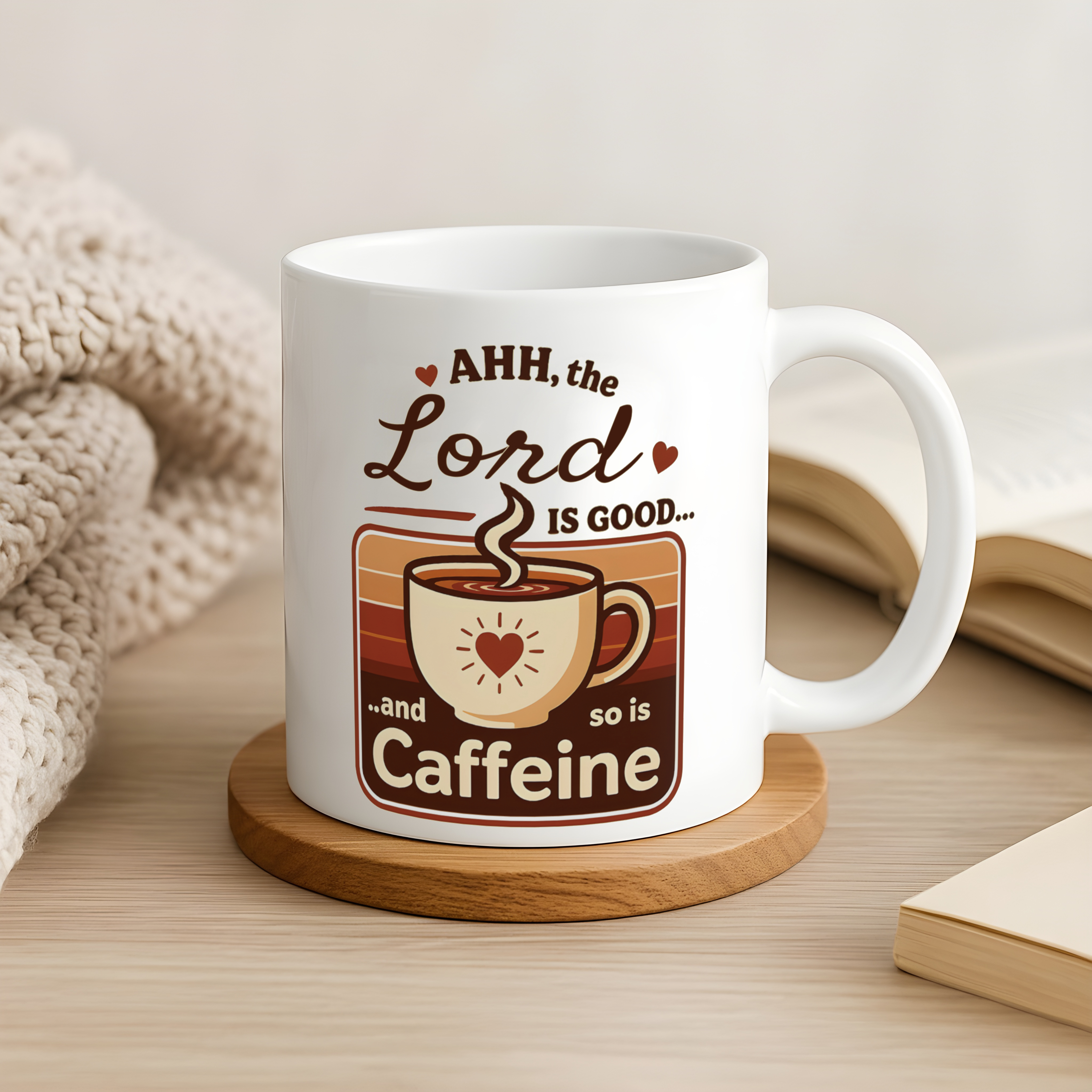 Ahh the Lord Is Good and So Is Caffeine Christian Mug – Funny Faith Coffee Cup, Psalm 34:8 Mug, Christian Gift for Coffee Lovers, 11oz and 15oz Options product thumbnail image