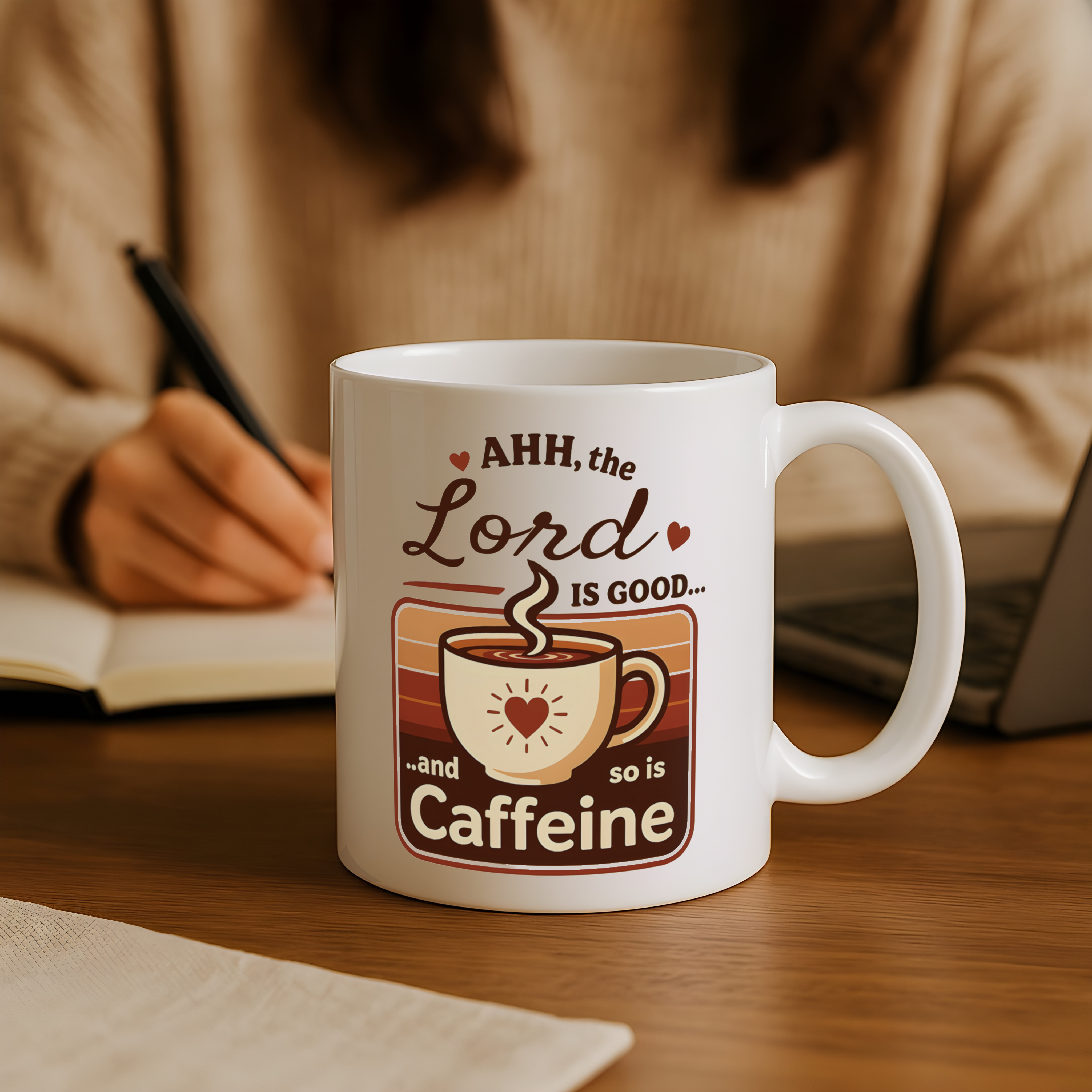 Ahh the Lord Is Good and So Is Caffeine Christian Mug – Funny Faith Coffee Cup, Psalm 34:8 Mug, Christian Gift for Coffee Lovers, 11oz and 15oz Options product thumbnail image