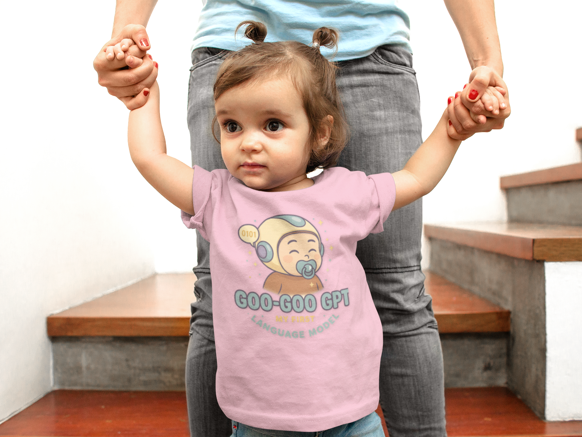 "Goo-Goo GPT" My First Language Model Infant Bodysuit product thumbnail image "Goo-Goo GPT" My First Language Model Infant Bodysuit product thumbnail image