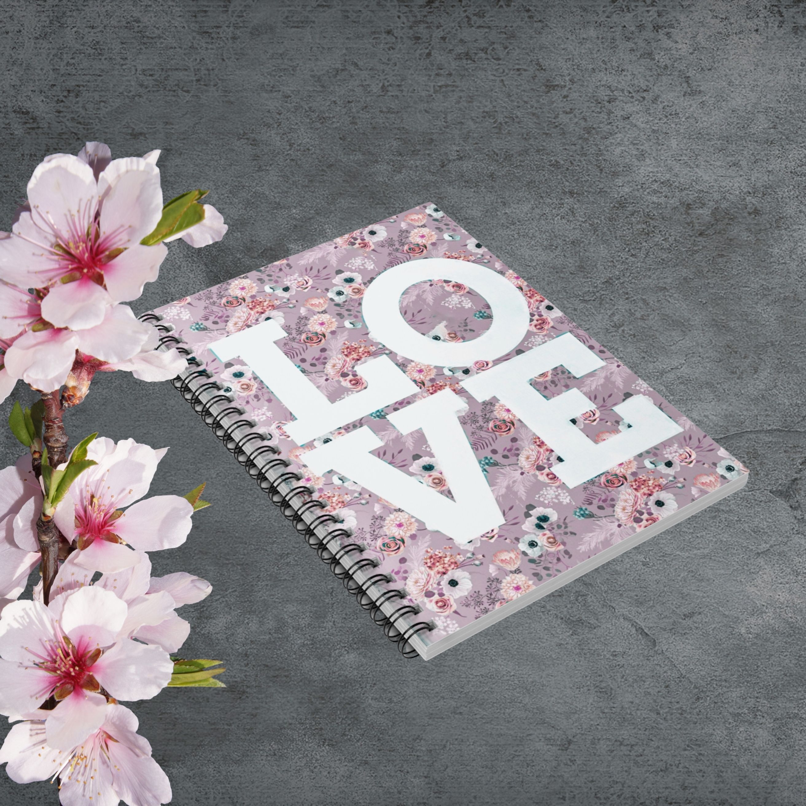LOVE Floral Typography Spiral Notebook — Ruled Journal for Notes &amp; Gifts product thumbnail image