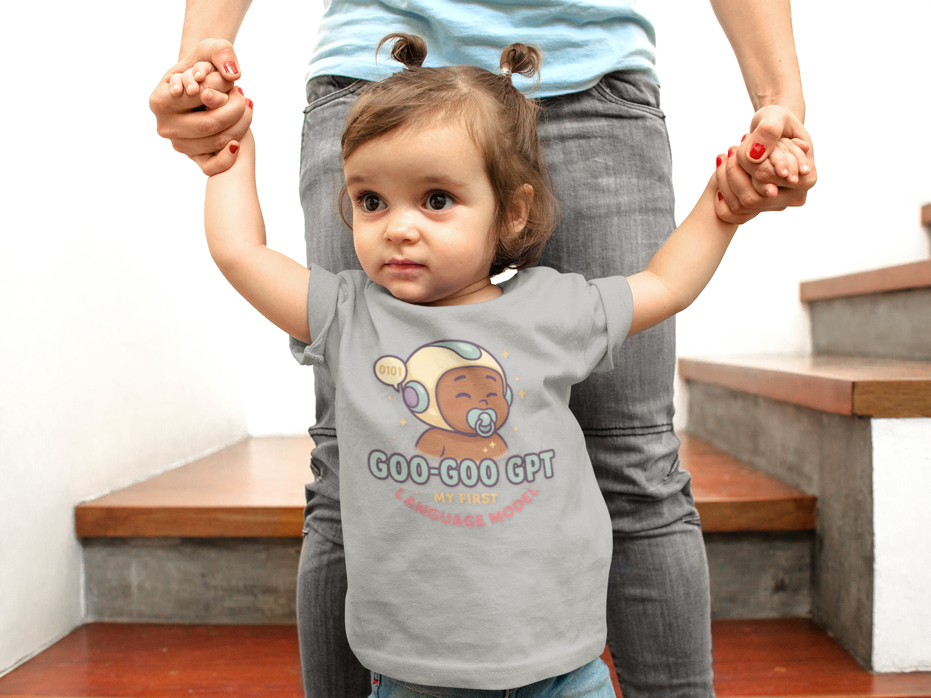 "Goo-Goo GPT" My First Language Model Infant Bodysuit product thumbnail image "Goo-Goo GPT" My First Language Model Infant Bodysuit product thumbnail image