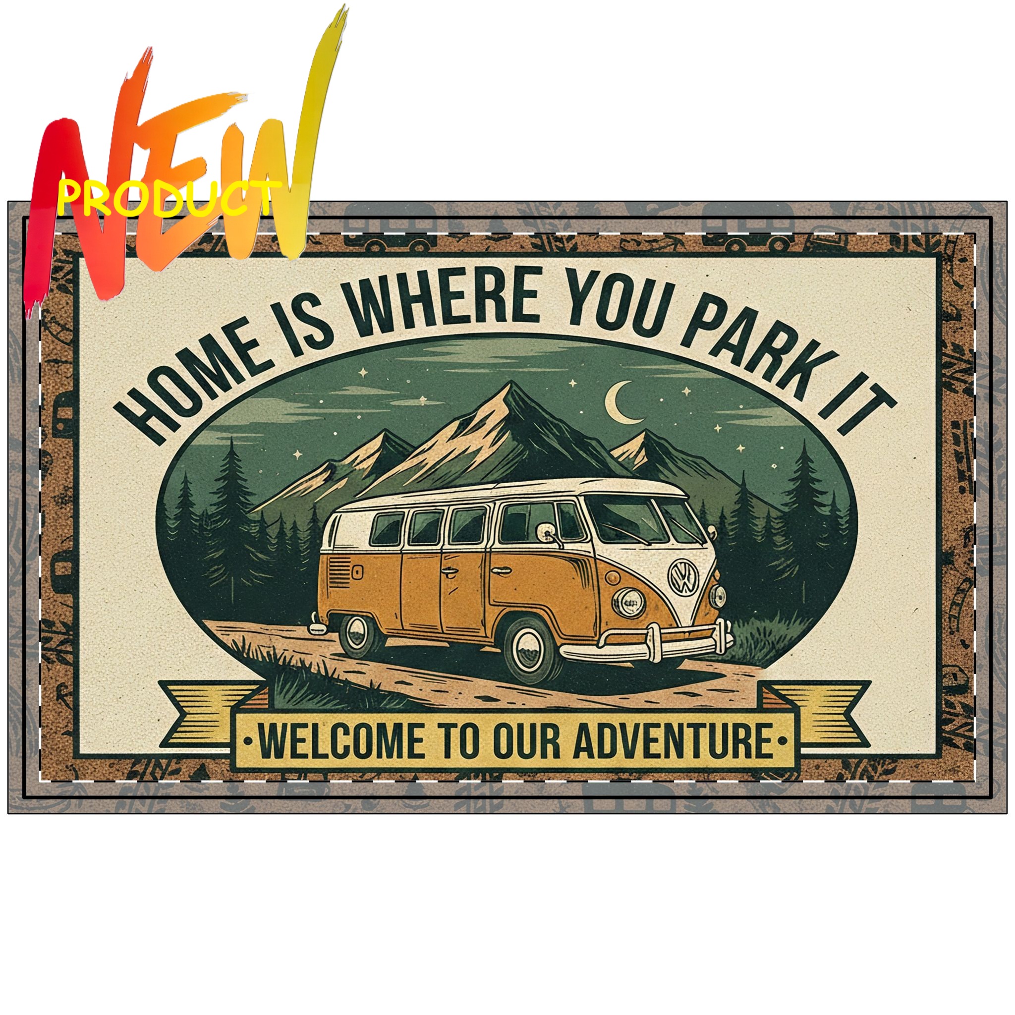 Doormat(polyester) - "Home Is Where You Park It-Welcome To Our Adventure" Welcome Adventure Camper Rug Doormat(polyester) - "Home Is Where You Park It-Welcome To Our Adventure" Welcome Adventure Camper Rug