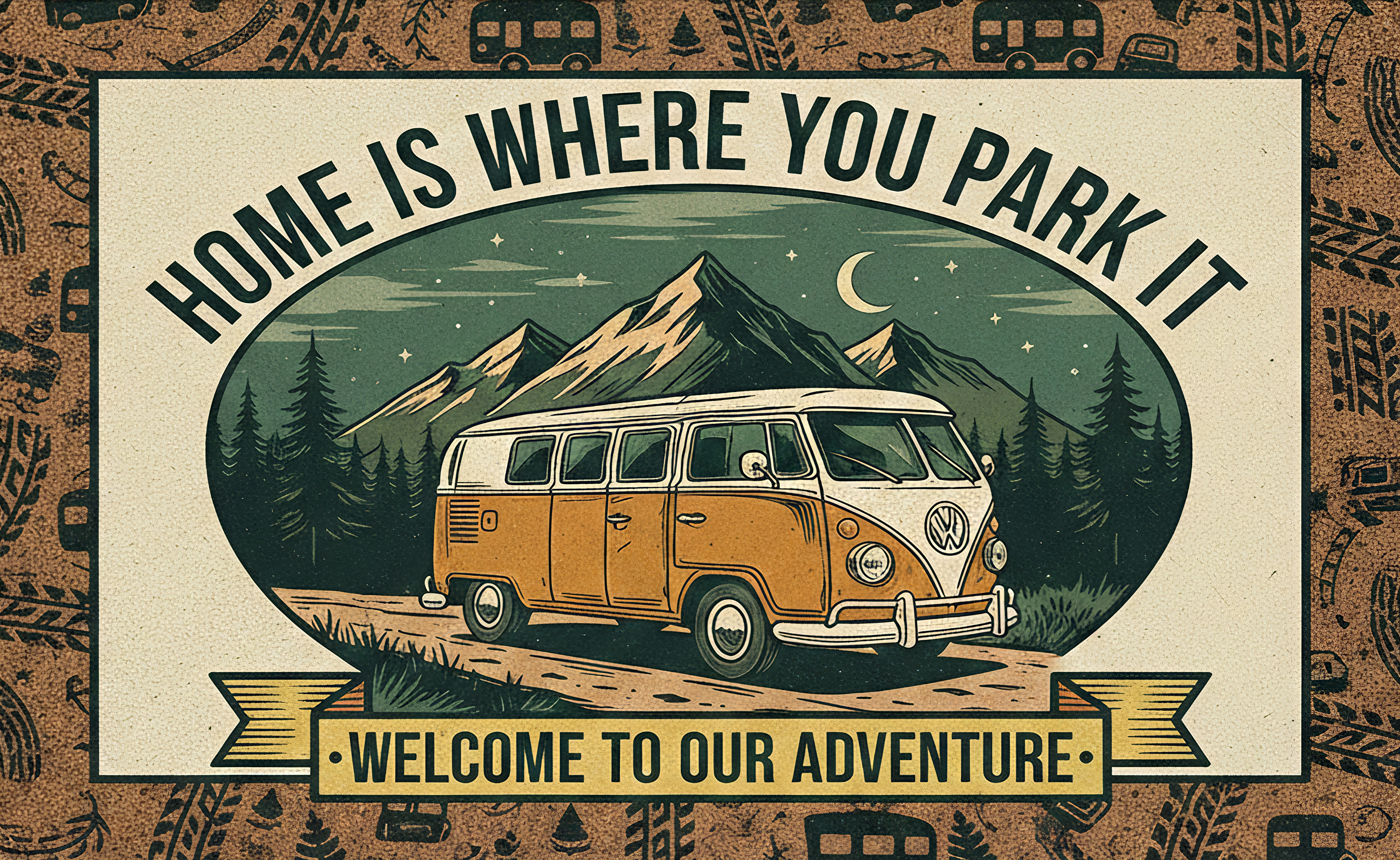 Doormat(polyester) - "Home Is Where You Park It-Welcome To Our Adventure" Welcome Adventure Camper Rug product thumbnail image