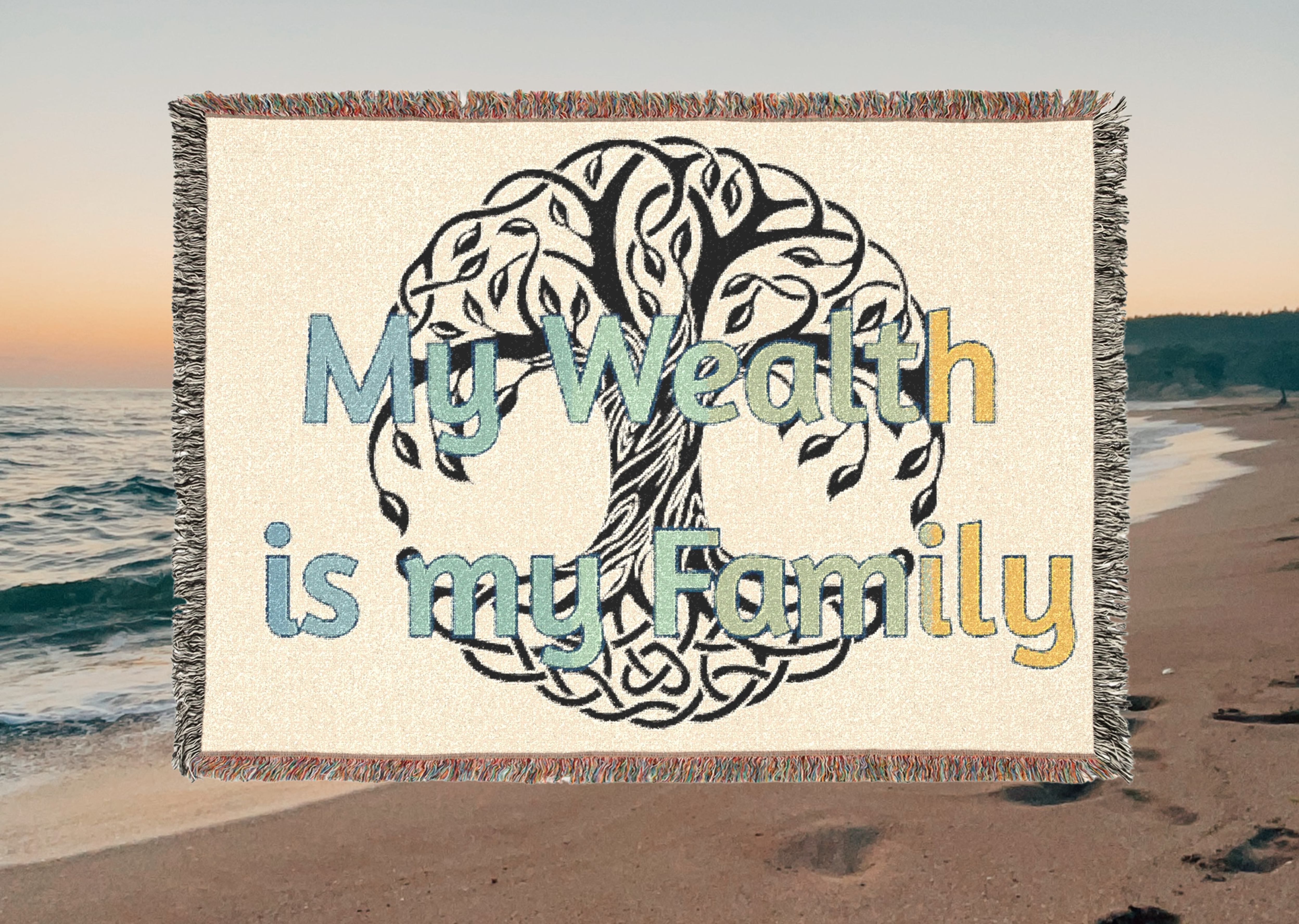 Woven Blanket - "My Wealth is My Family" Tree of Life Throw Blanket product thumbnail image Woven Blanket - "My Wealth is My Family" Tree of Life Throw Blanket product thumbnail image