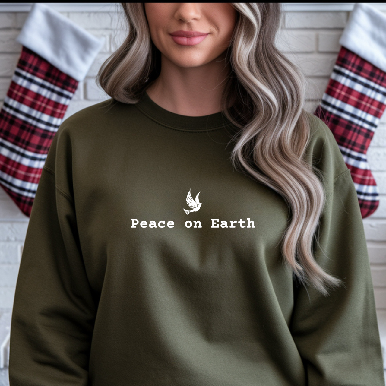 Peace on Earth Embroidered Gildan Christian Crewneck Unisex Sweatshirt | Christian gift | Christmas sweatshirt & gift product thumbnail image Peace on Earth Embroidered Gildan Christian Crewneck Unisex Sweatshirt | Christian gift | Christmas sweatshirt & gift product thumbnail image