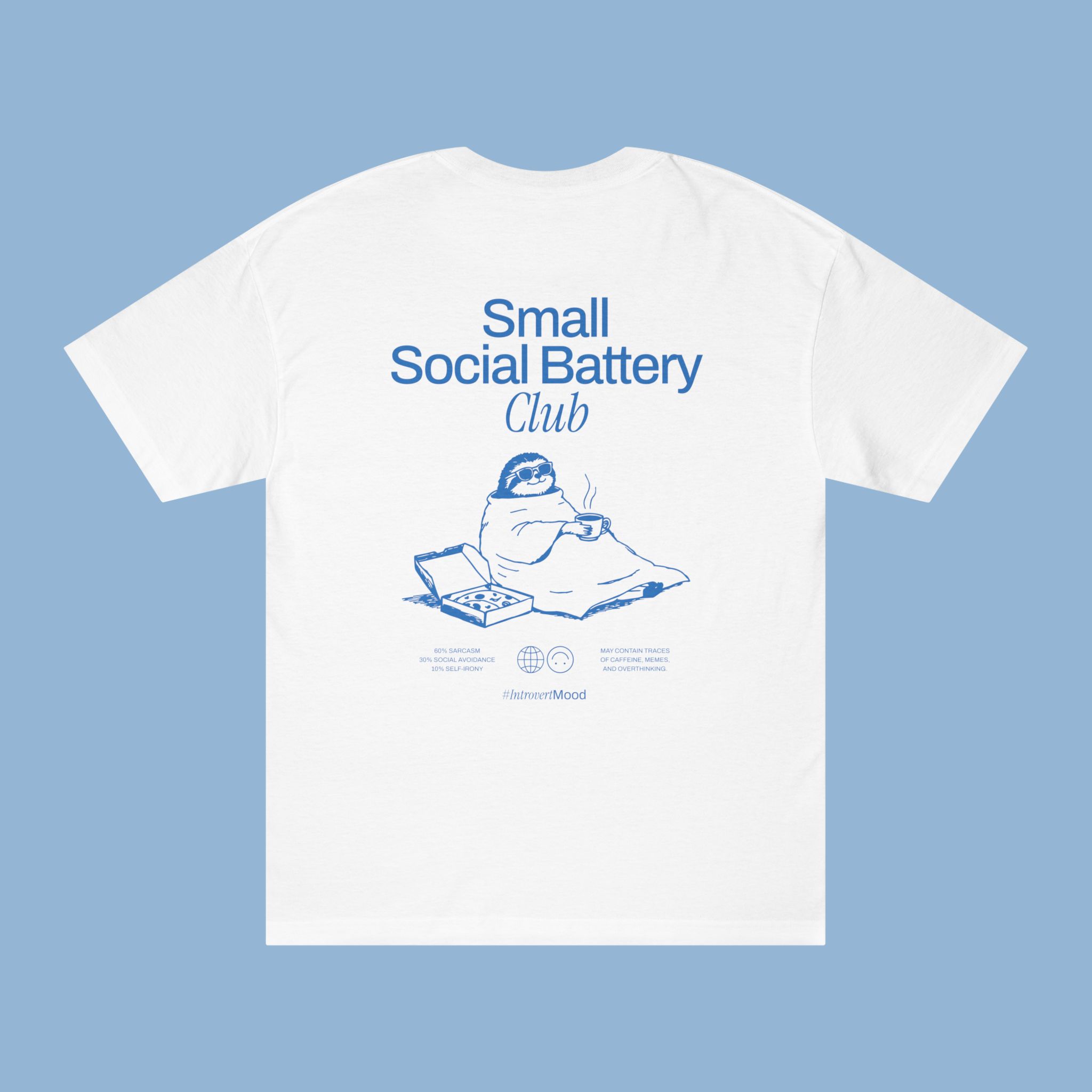 Small Social Battery Club | Unisex T-shirt | Front & back print product thumbnail image Small Social Battery Club | Unisex T-shirt | Front & back print product thumbnail image