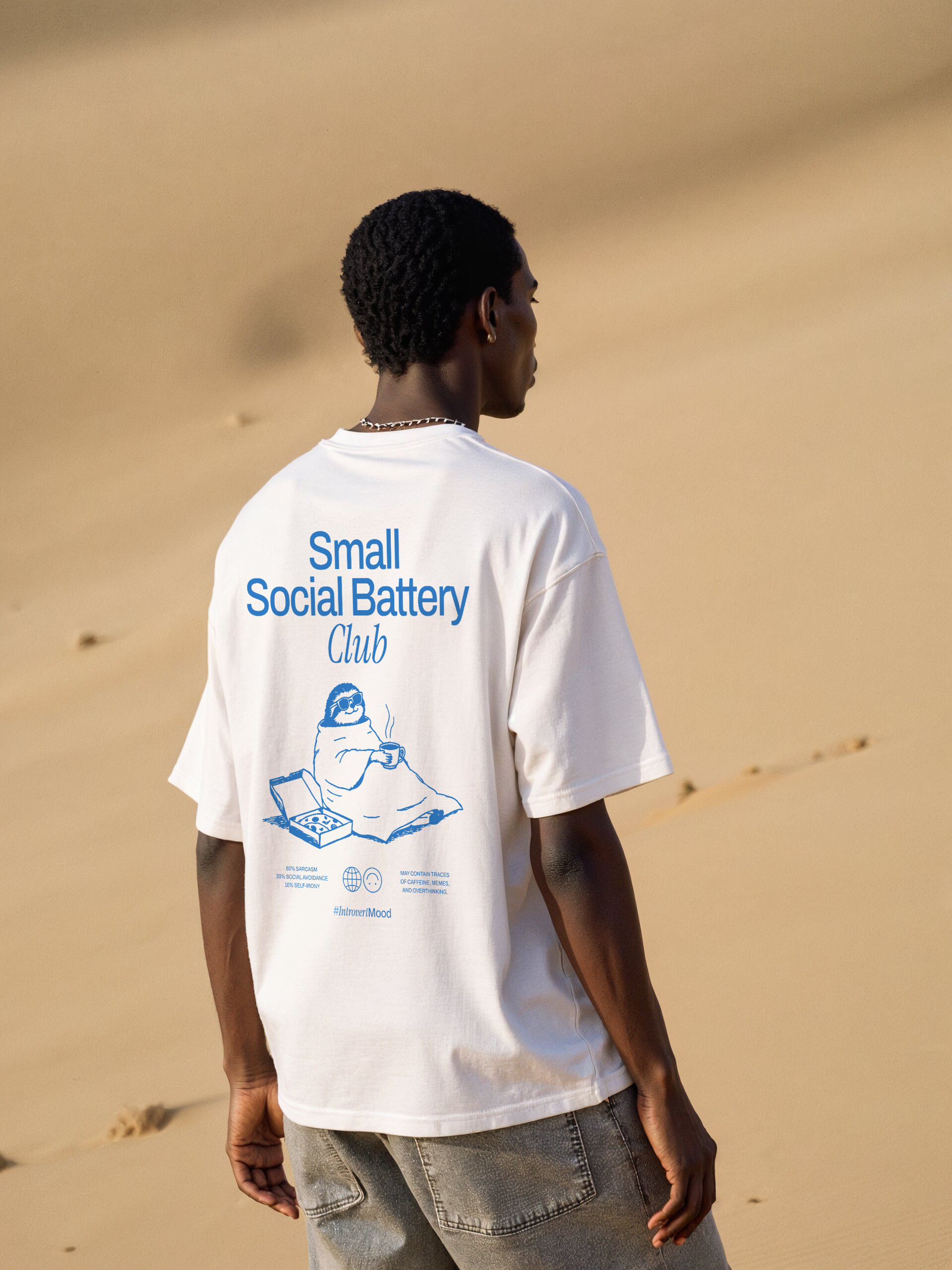Small Social Battery Club | Unisex T-shirt | Front &amp; back print product thumbnail image