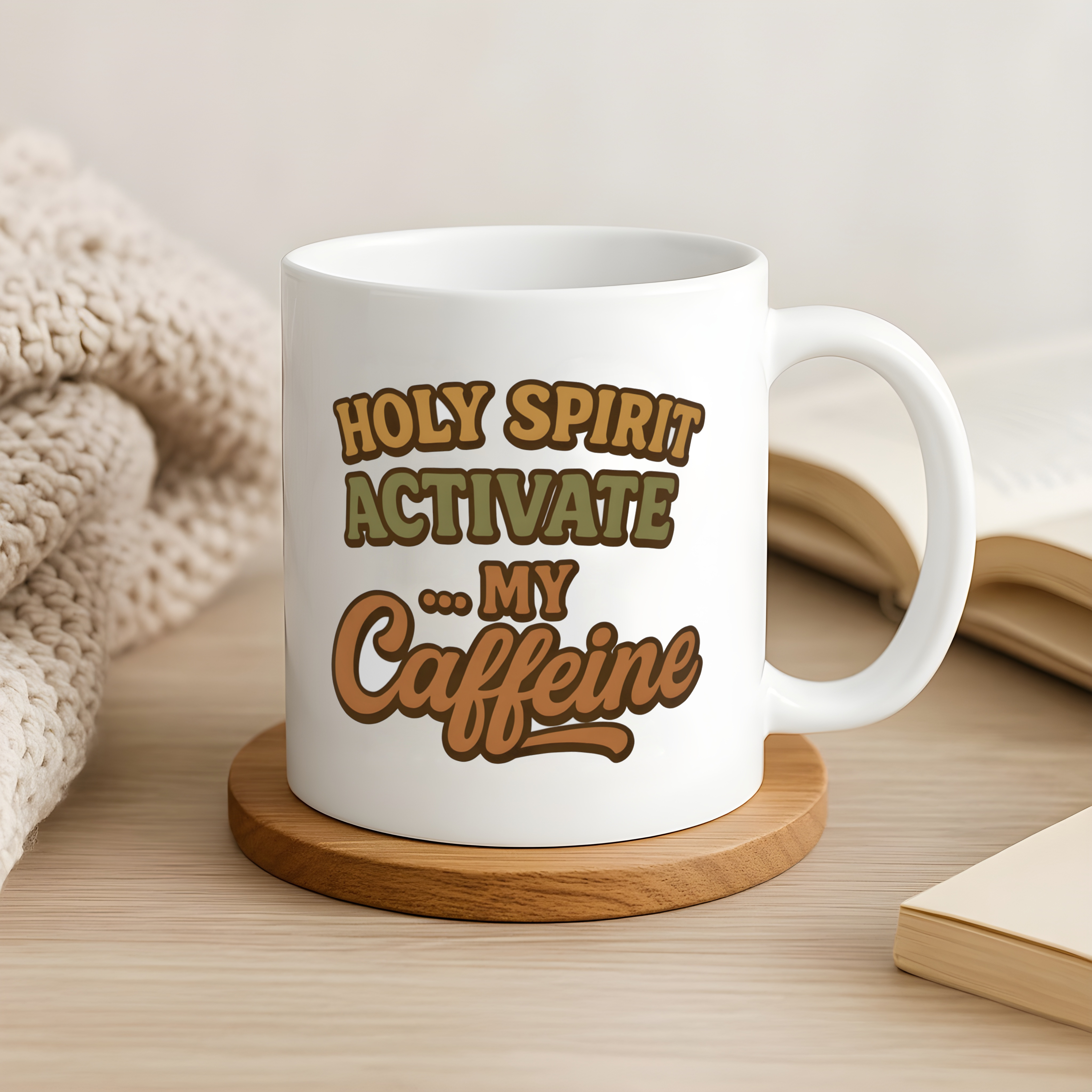 Holy Spirit Activate My Caffeine Christian Mug – Funny Faith Coffee Cup, Jesus and Coffee Gift, Christian Humor Mug for Women and Men, Bible Verse Mug