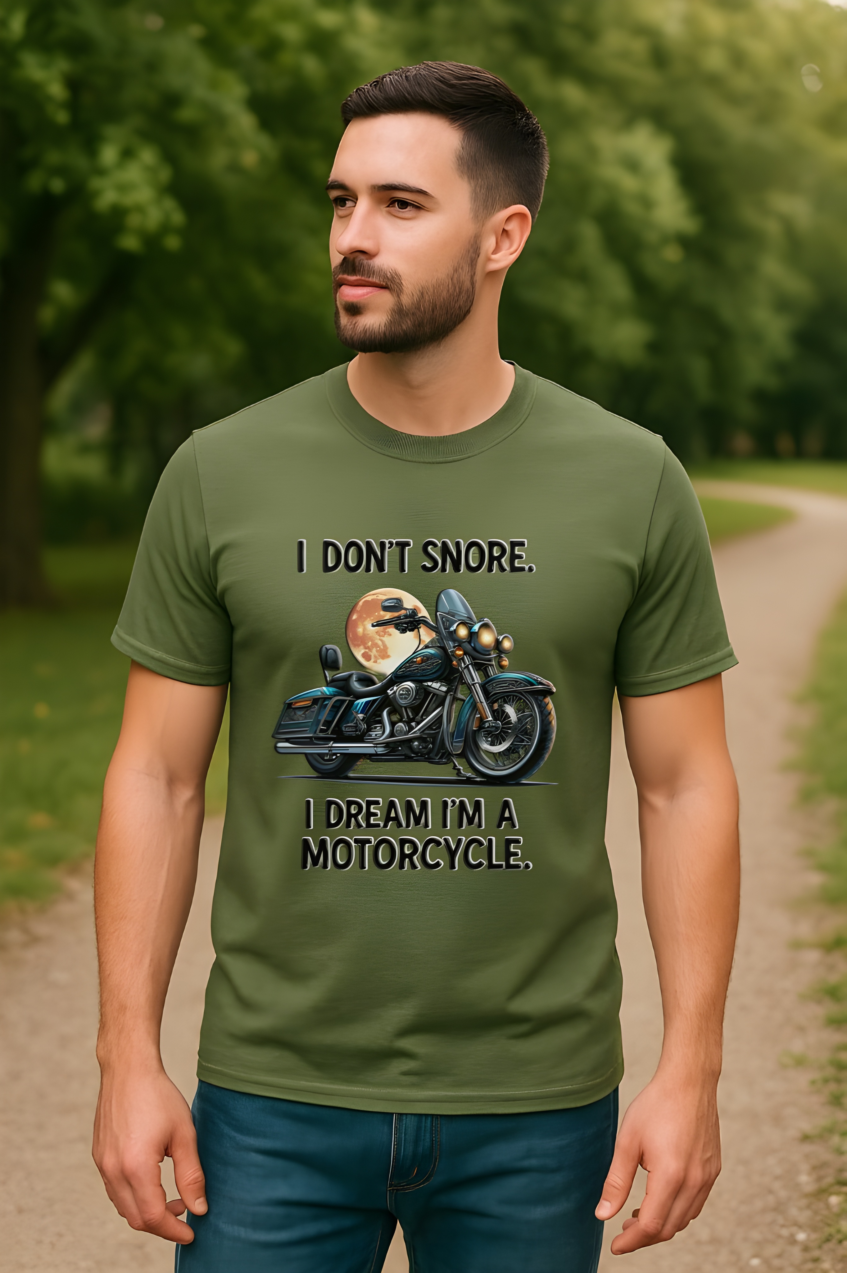  I Don’t Snore I Dream I’m a Motorcycle Tee • Funny Motorcycle Heavy Cotton T-Shirt for Men • Biker Humor Shirt • Gift for Motorcycle Lovers • Graphic Tee for Him product thumbnail image