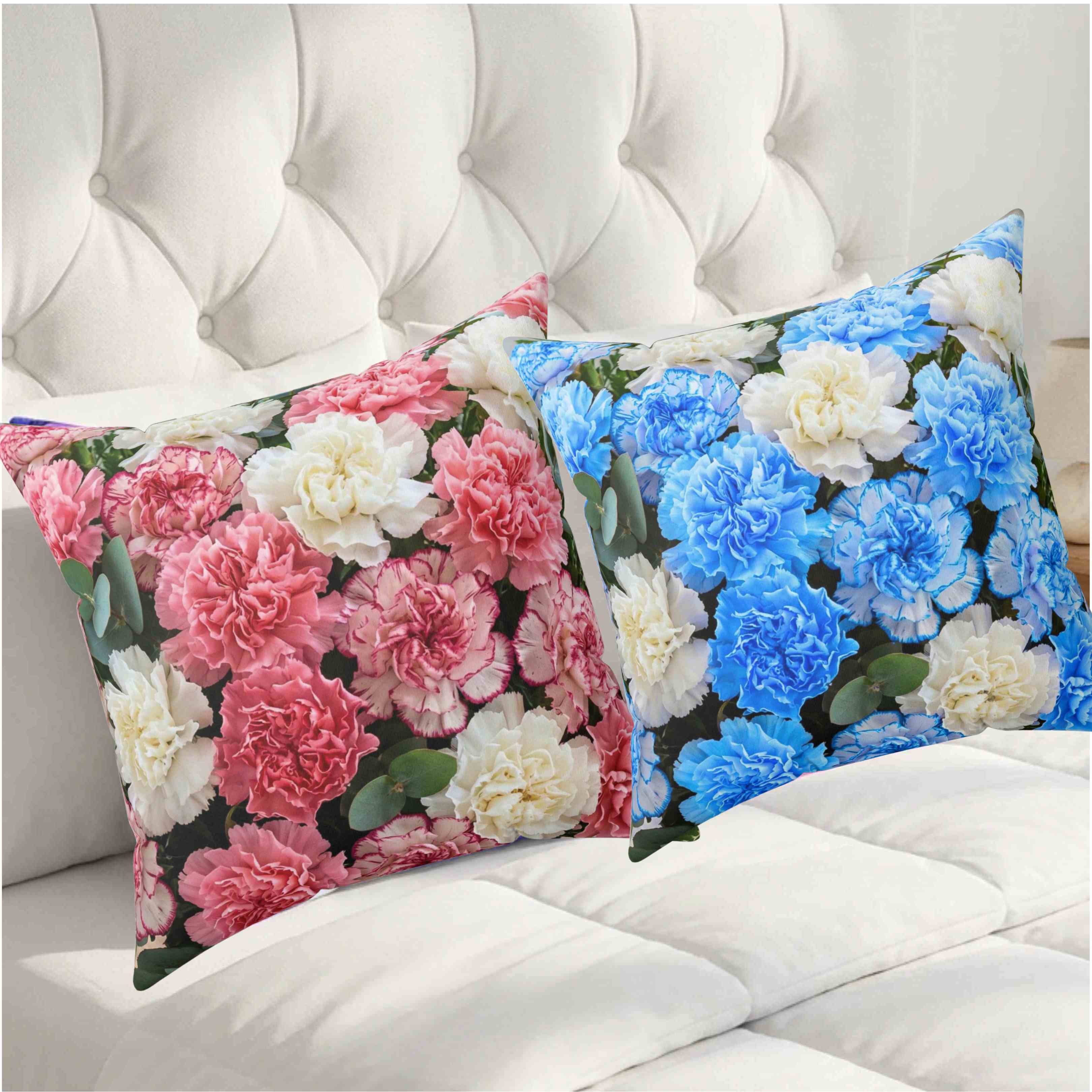 Pink and Creme Floral Print Pillow | Square Decorative Pillow product thumbnail image