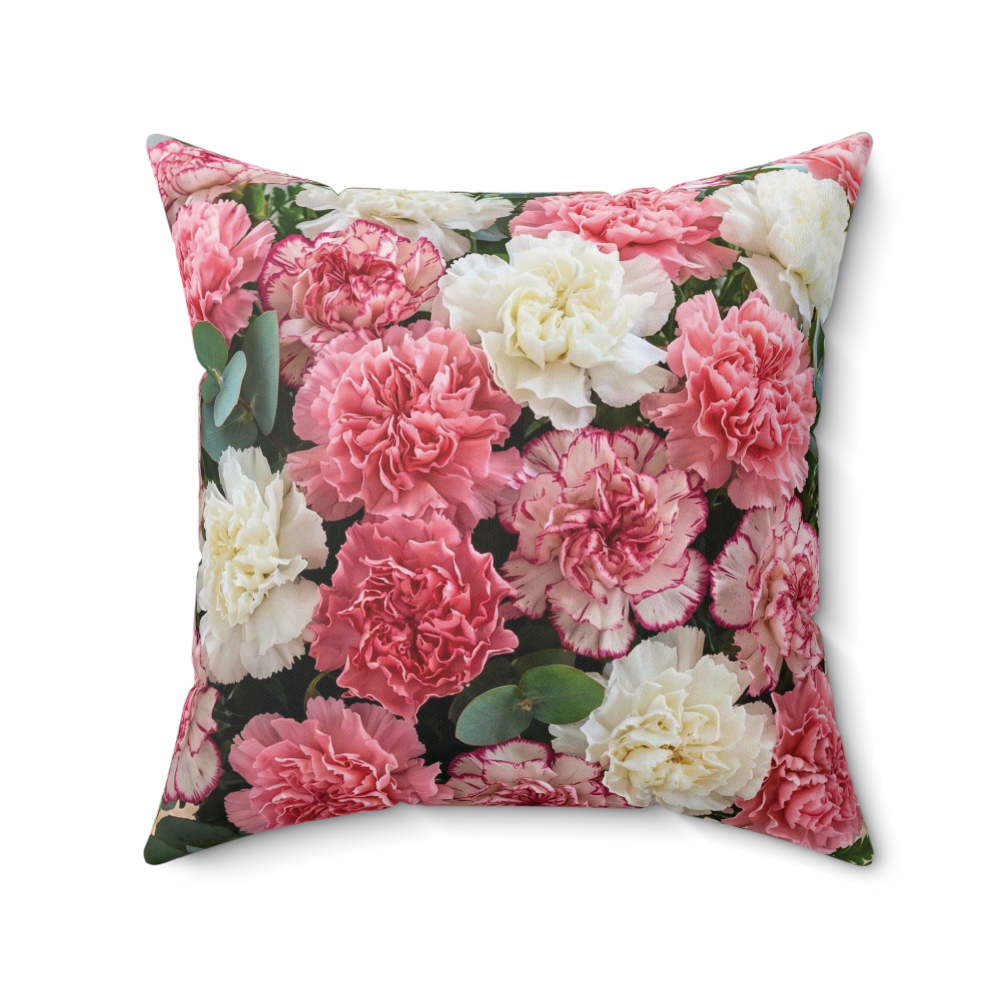 Pink and Creme Floral Print Pillow | Square Decorative Pillow product thumbnail image